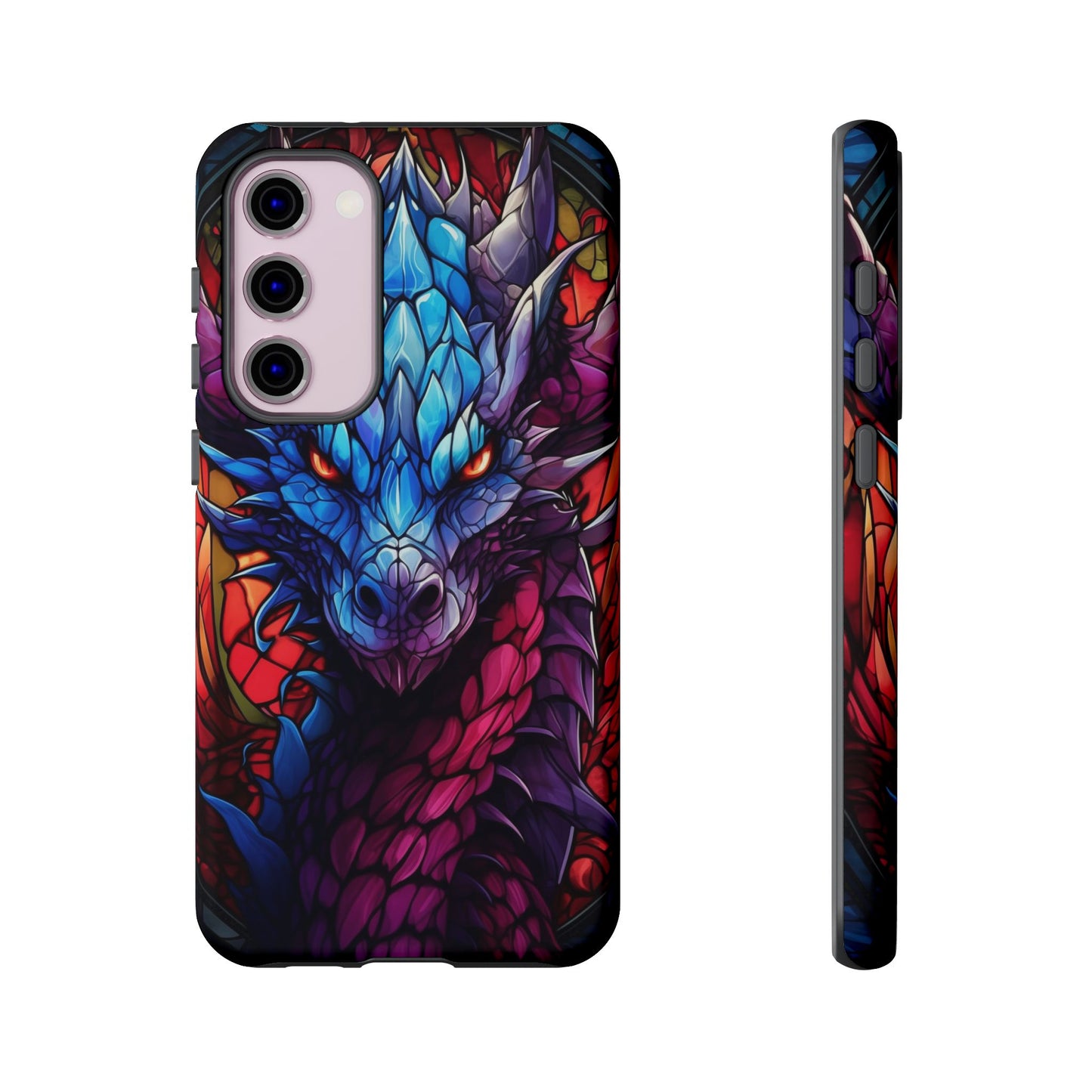 Colorful Blue Dragon Stained Glass Design Phone Case - Tough and Stylish Protection for Your Device, iPhone, Samsung, DND, Fantasy