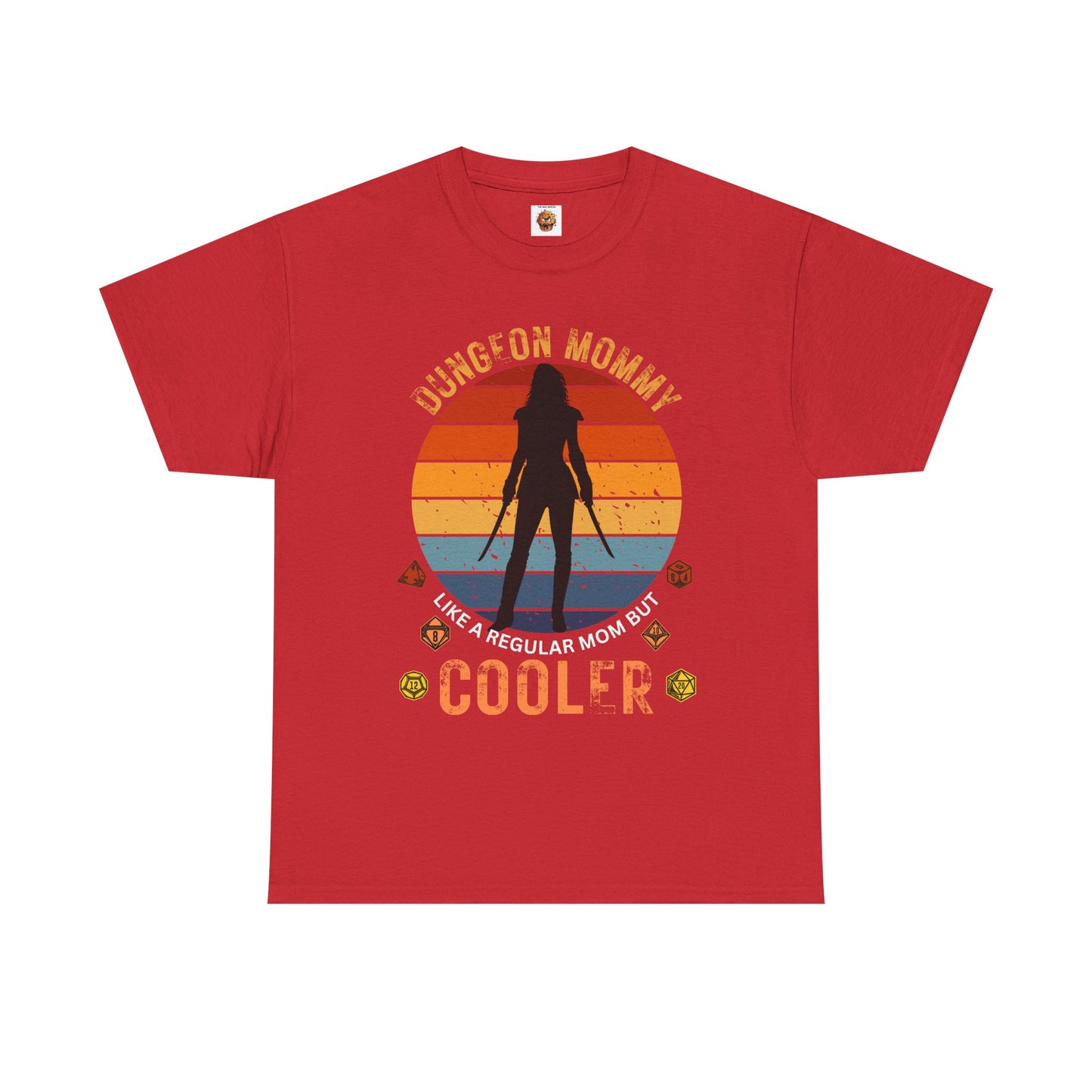 Retro Colors Dungeon Mommy Dungeons and Dragons DND Unisex Heavy Cotton Tee Shirt - RPG, TTRPG, Roleplaying, Mother's Day, Geek, Nerd