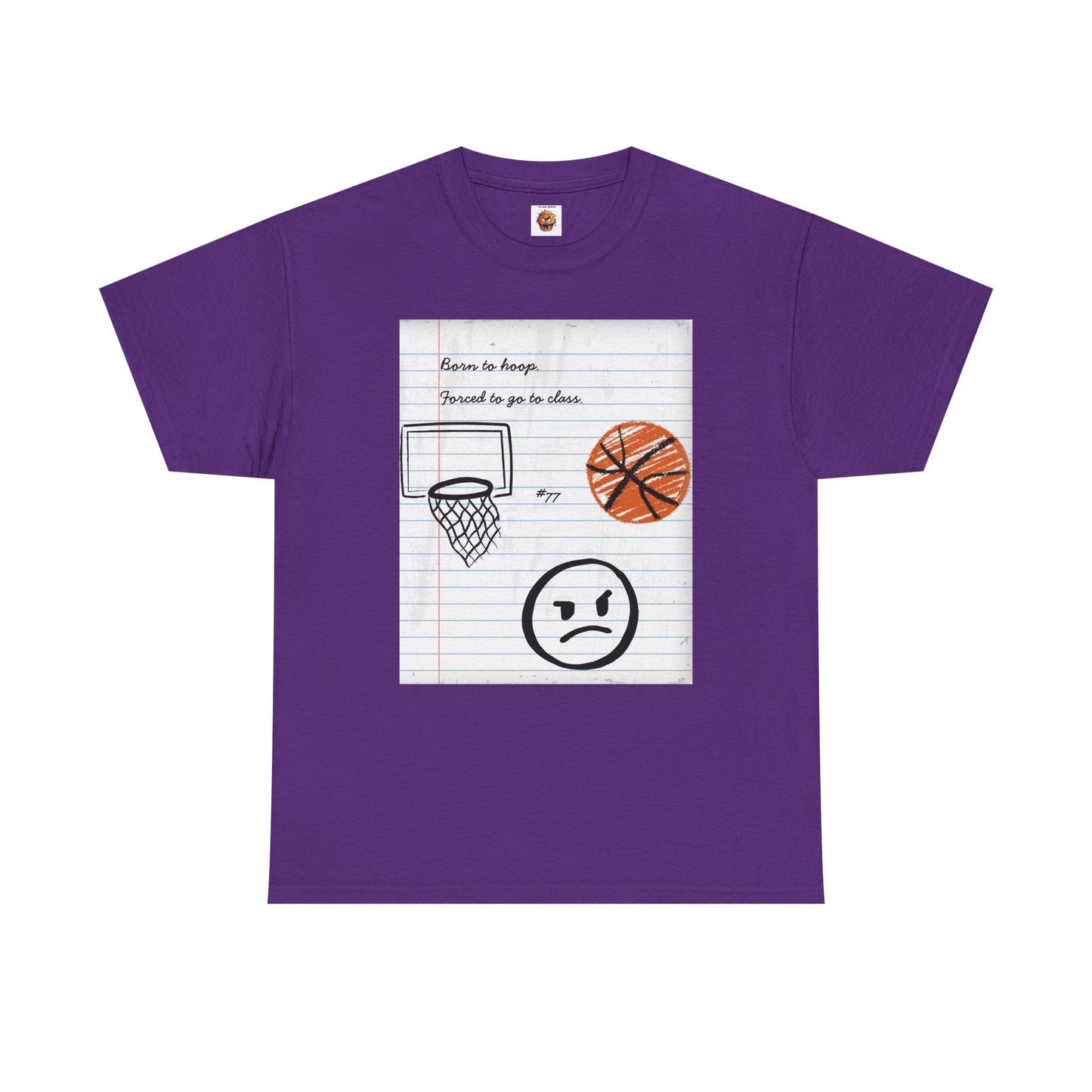 'Born To Hoop. Forced To Go To Class' Basketball-Inspired Unisex Heavy Cotton Tee, Streetwear, Gift for Athletes, Sports Fan Shirt, Casual Wear, Everyday Style