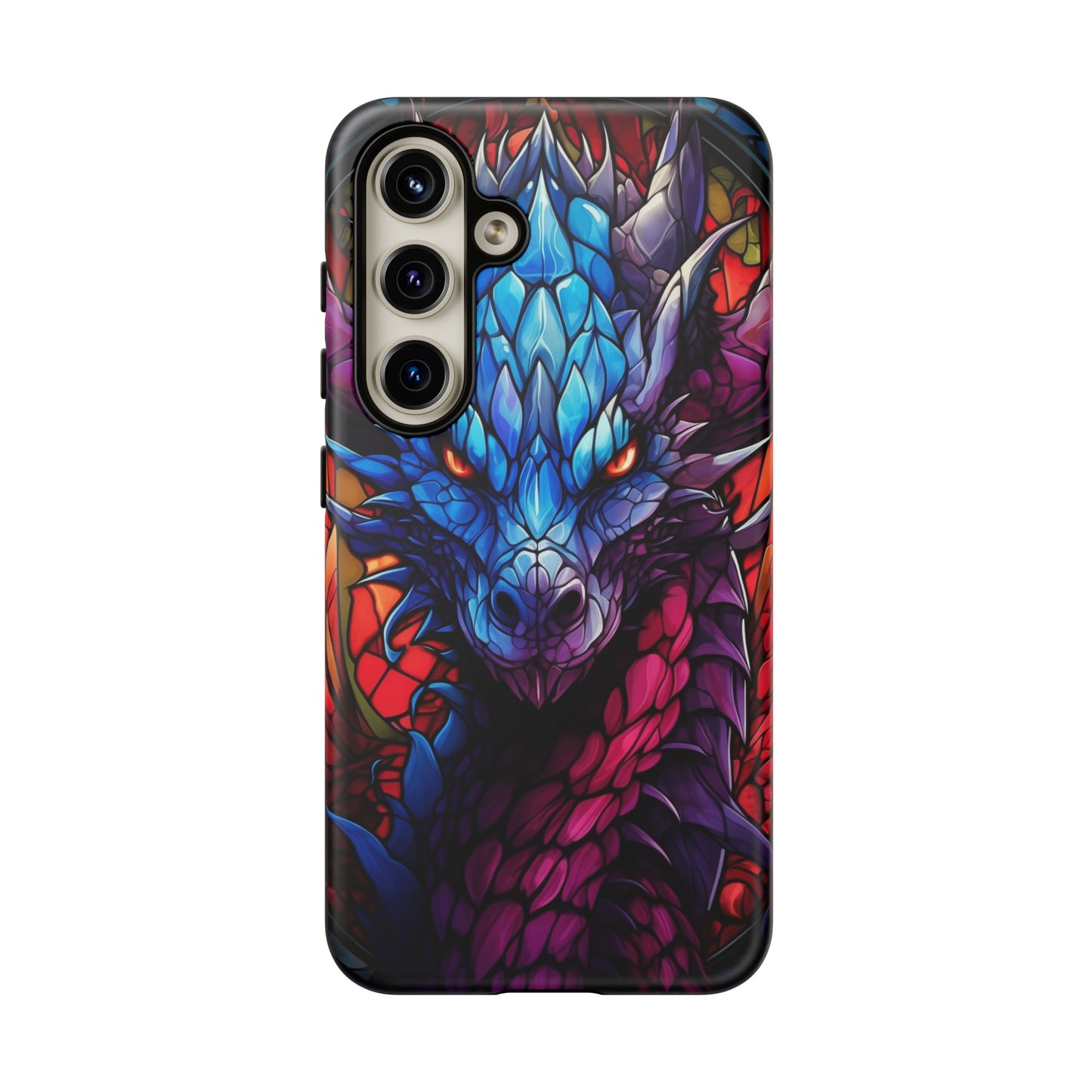 Colorful Blue Dragon Stained Glass Design Phone Case - Tough and Stylish Protection for Your Device, iPhone, Samsung, DND, Fantasy