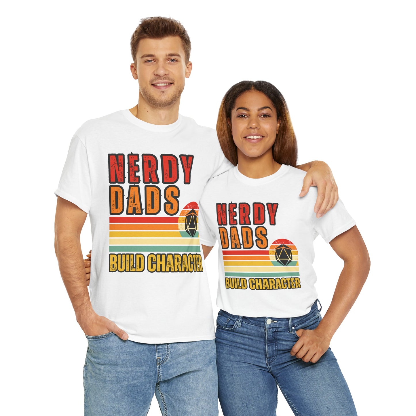 Funny 'Nerdy Dads Build Character' Tee - Perfect Gift for Father's Day, Casual Days, Parenting Humor, Unisex Cotton Shirt, Family Fun, Father, Dad, DND, RPG, TTRPG, Geek, Nerd
