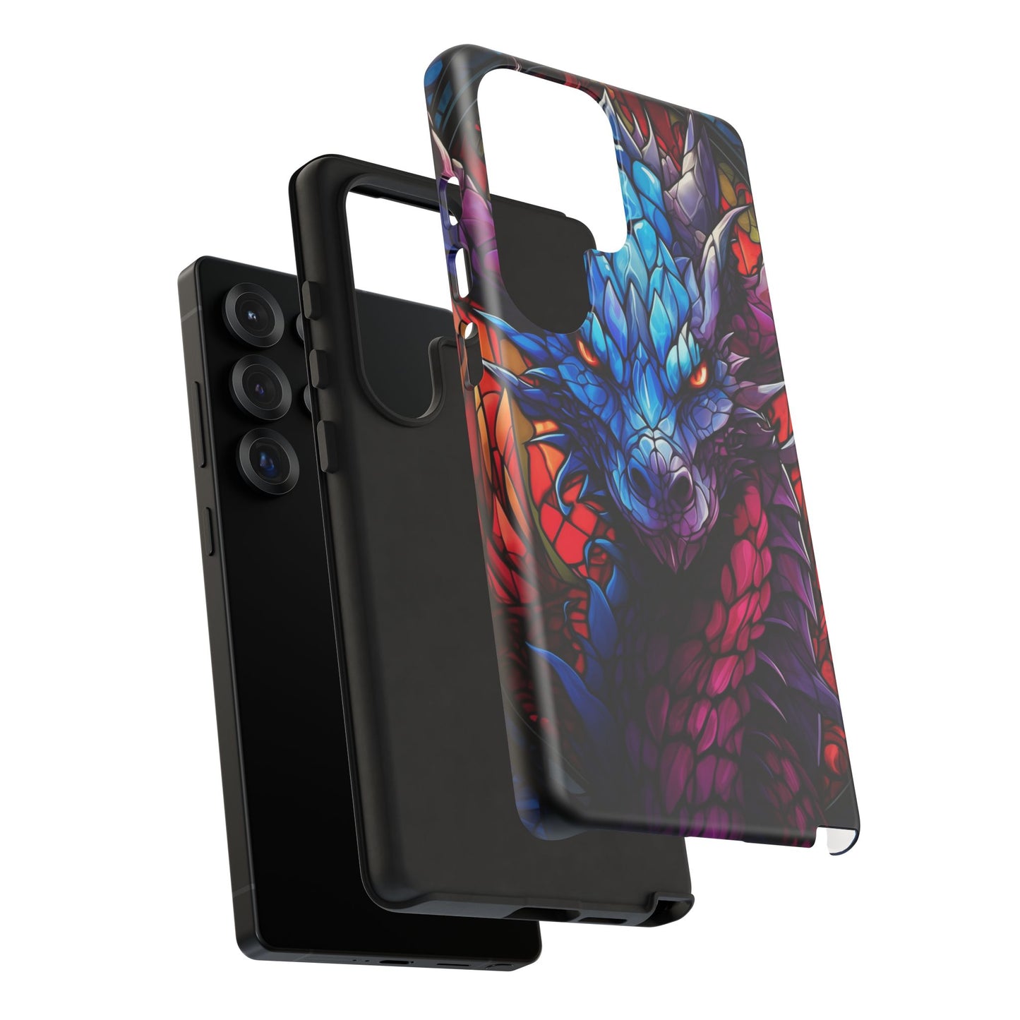 Colorful Blue Dragon Stained Glass Design Phone Case - Tough and Stylish Protection for Your Device, iPhone, Samsung, DND, Fantasy