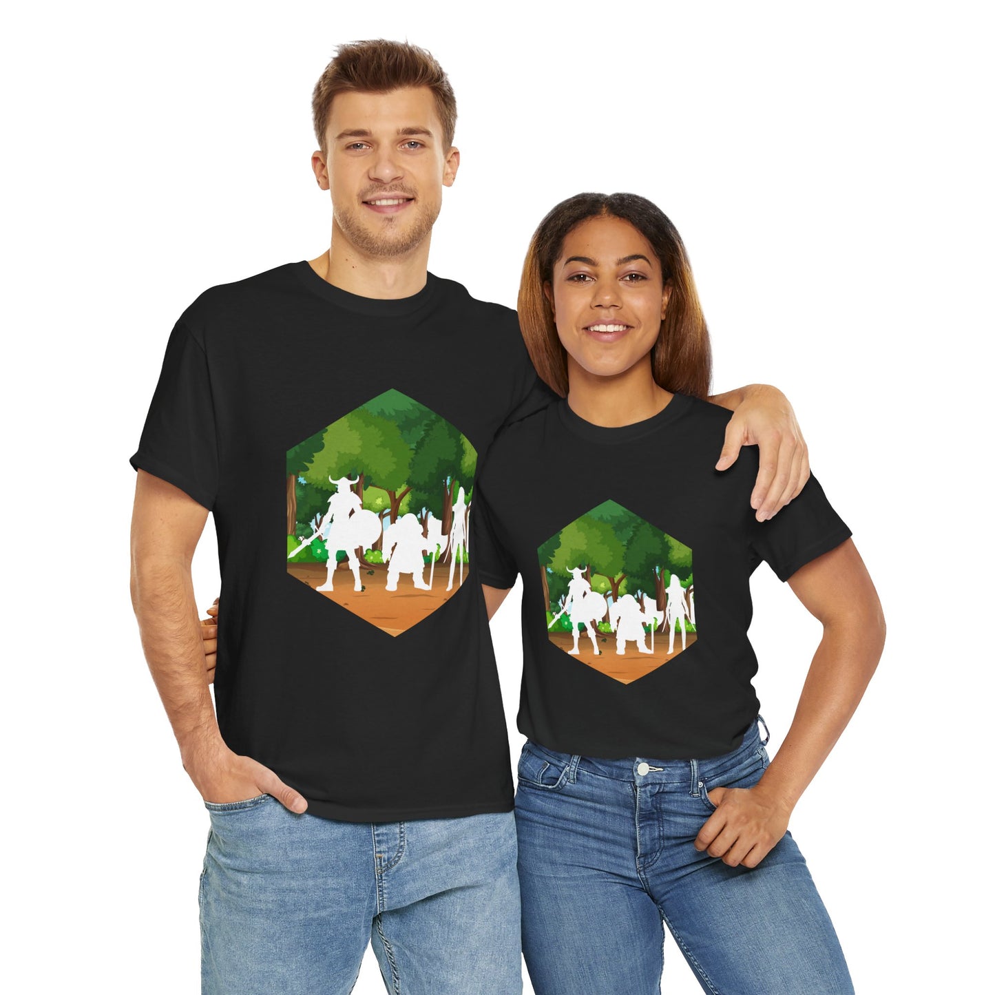 Adventurer's Quest D20 Outline Dungeons and Dragons DND Unisex Heavy Cotton Tee Shirt T-Shirt - RPG, TTRPG, Roleplaying, Geek, Nerd