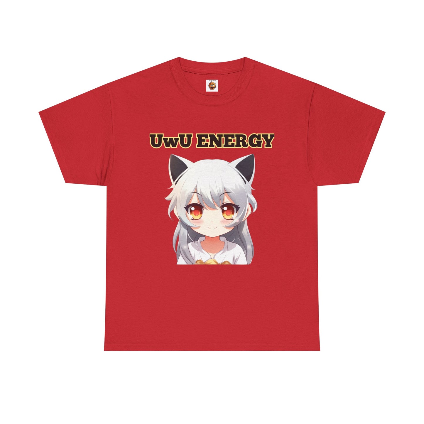 Cute Anime 'UwU ENERGY' Cat Girl Neko Nekomusume Unisex Heavy Cotton Tee Shirt T-Shirt - Weeb, Otaku, Geek, Nerd