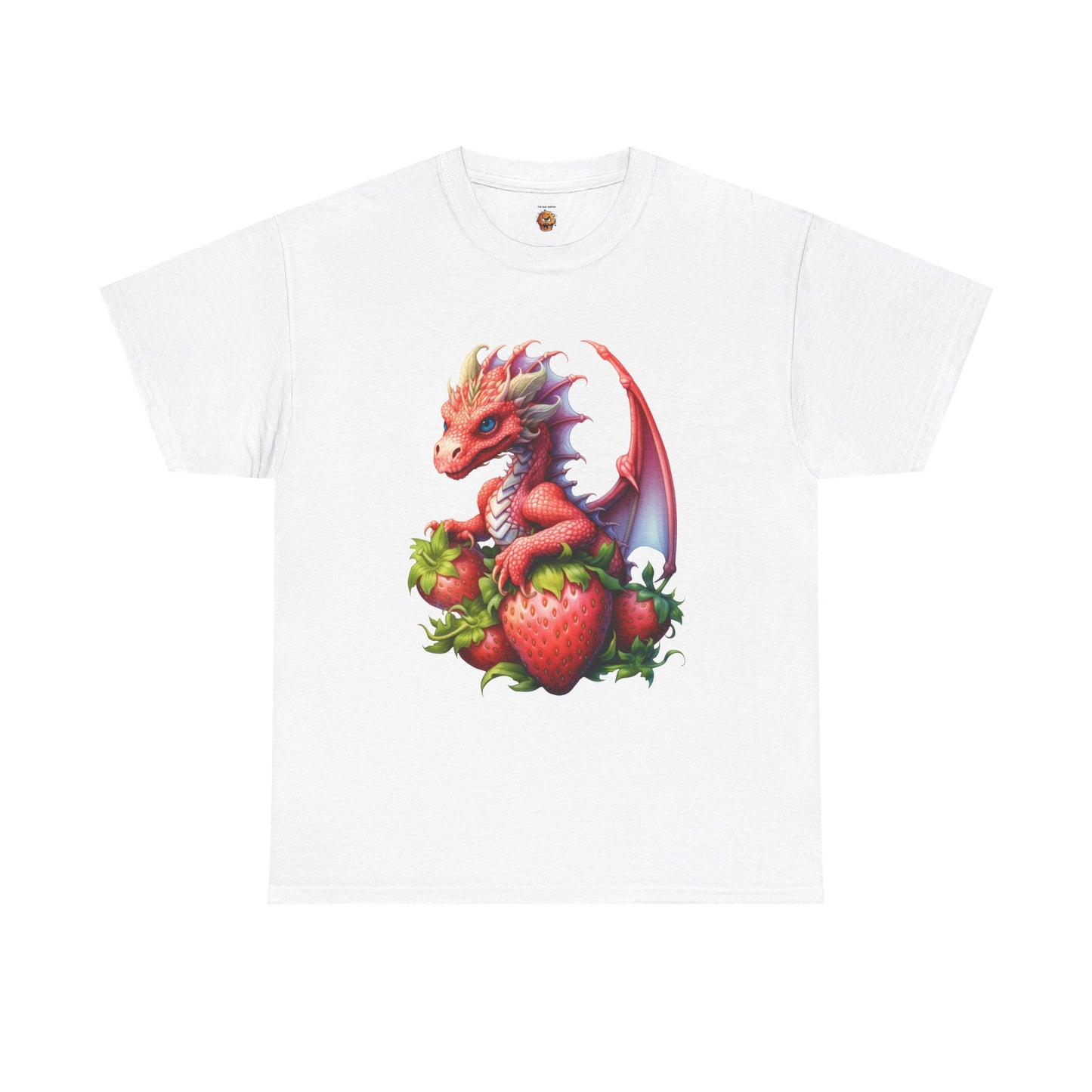 Vintage Strawberry Dragon Unisex Heavy Cotton Tee T-Shirt, Gift for Women, Birthday Shirt, Fantasy Apparel, Fruit Of The Spirit, RPG, Geek, Nerd