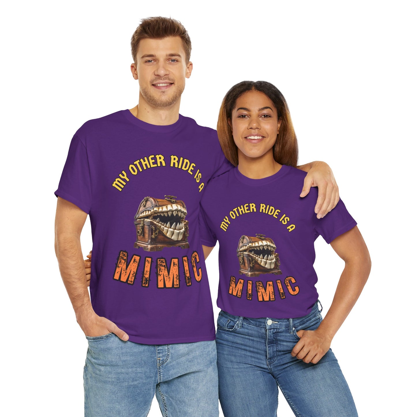 "My Other Ride is a Mimic" Fantasy Dungeons and Dragons DND Unisex Heavy Cotton Tee Shirt - RPG, TTRPG, Roleplaying, Geek, Nerd