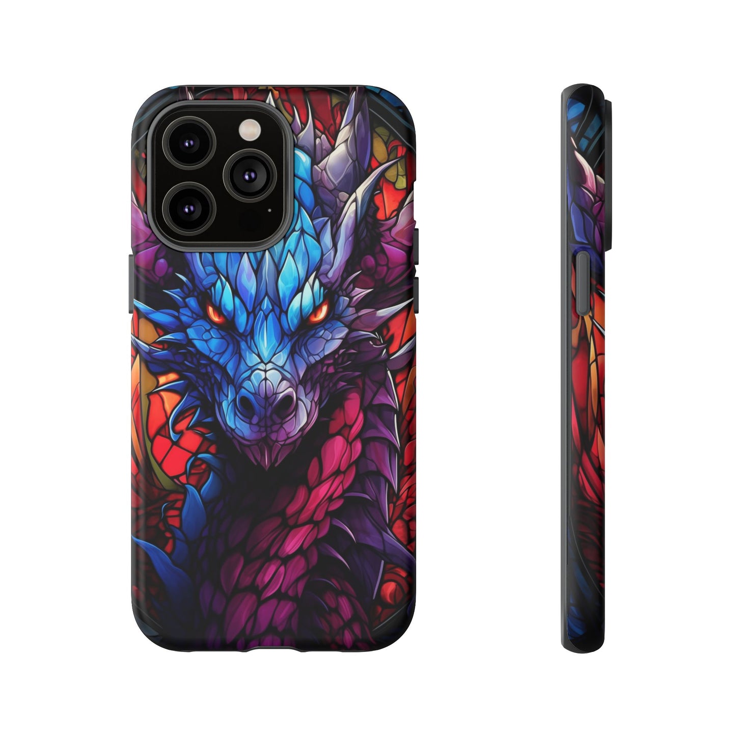Colorful Blue Dragon Stained Glass Design Phone Case - Tough and Stylish Protection for Your Device, iPhone, Samsung, DND, Fantasy