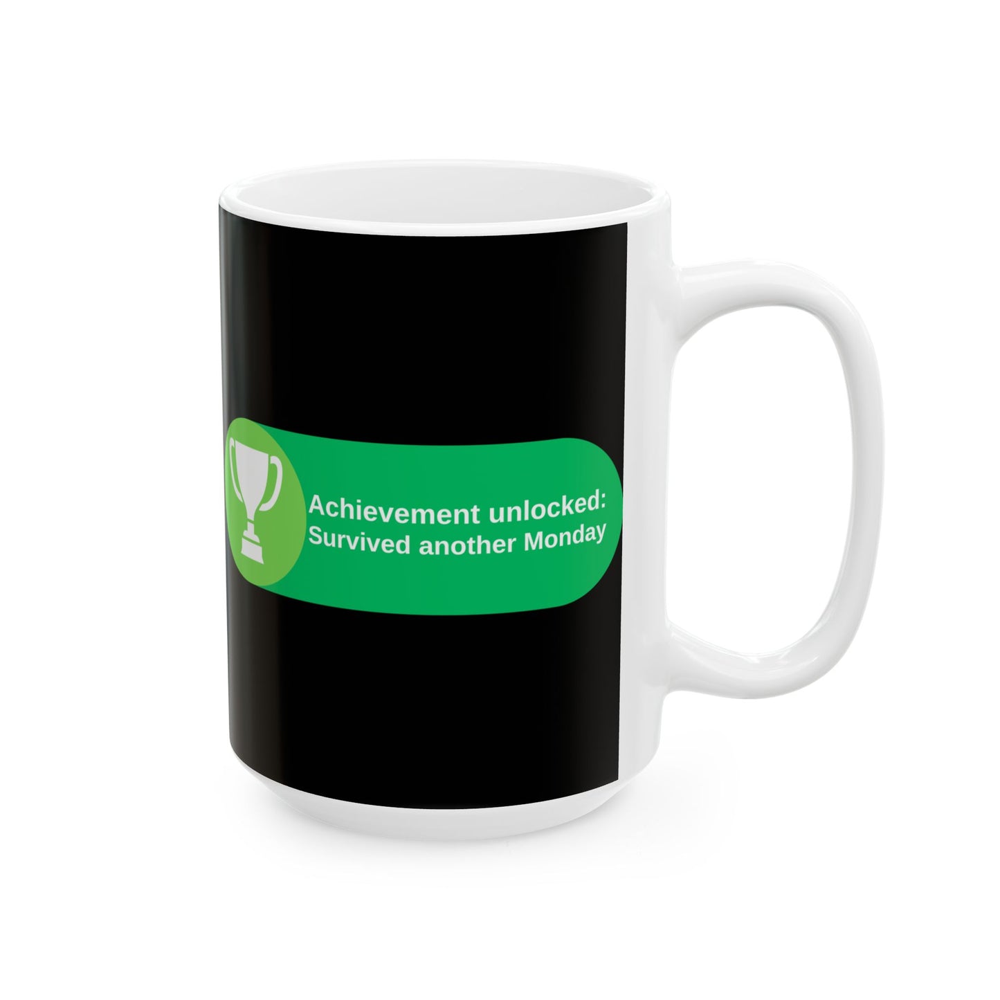 'Achievement Unlocked Survived another Monday' Ceramic Mug - Funny Gift for Gamers, 11oz & 15oz - Gamer, Gaming, XBox, Geek, Nerd