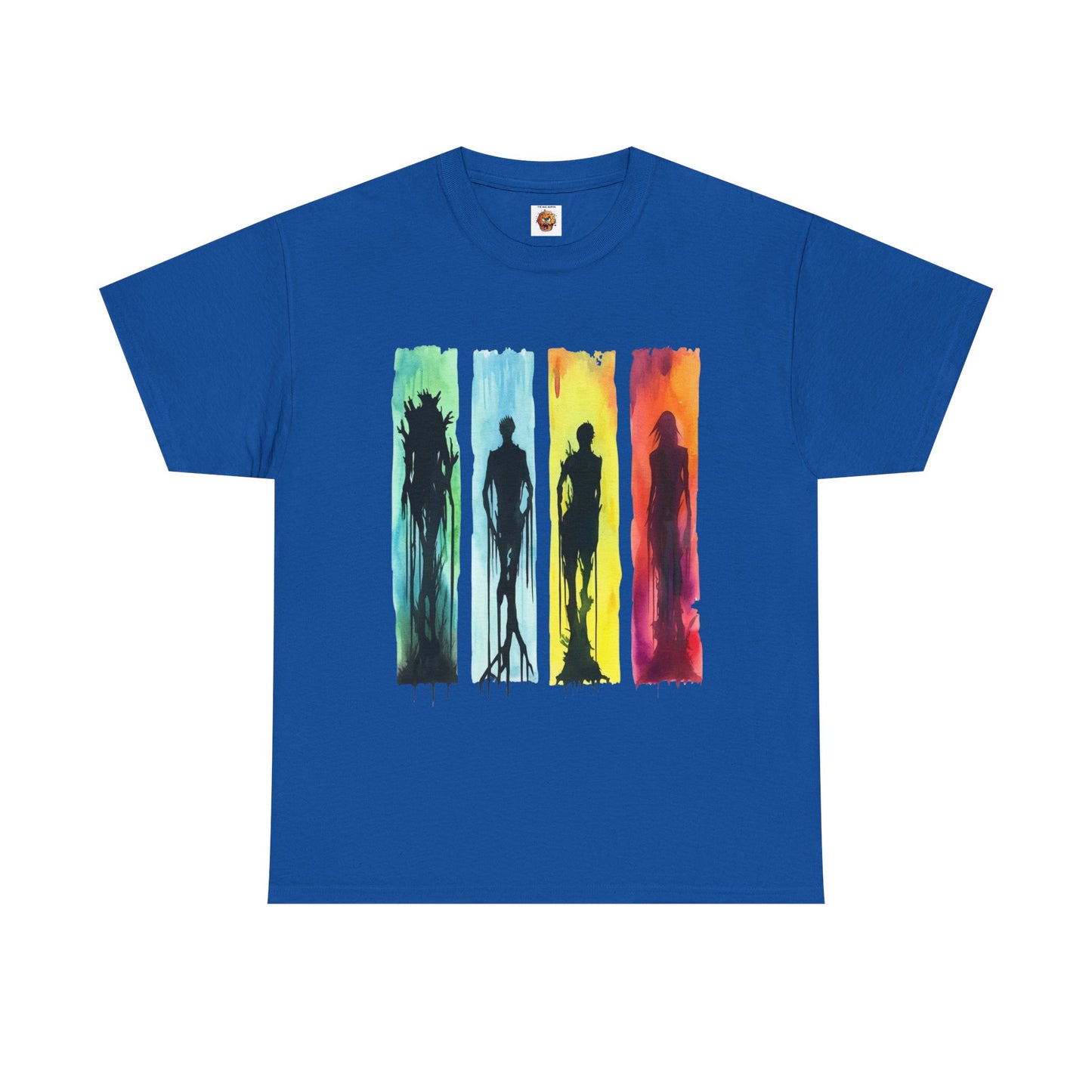 Watercolor Brushstroke Horror Monsters Unisex Heavy Cotton Tee Shirt - Zombie, Scary, Halloween, T-Shirt, Colorful, Geek, Nerd