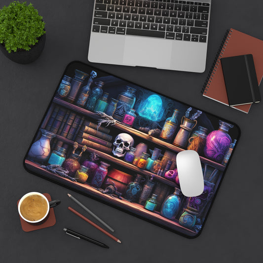 The Necromancer's Book Shelf Mystical Potion Desk Mat - Ideal for Spooky Vibes & Halloween Decor, Scary, Horror, DND