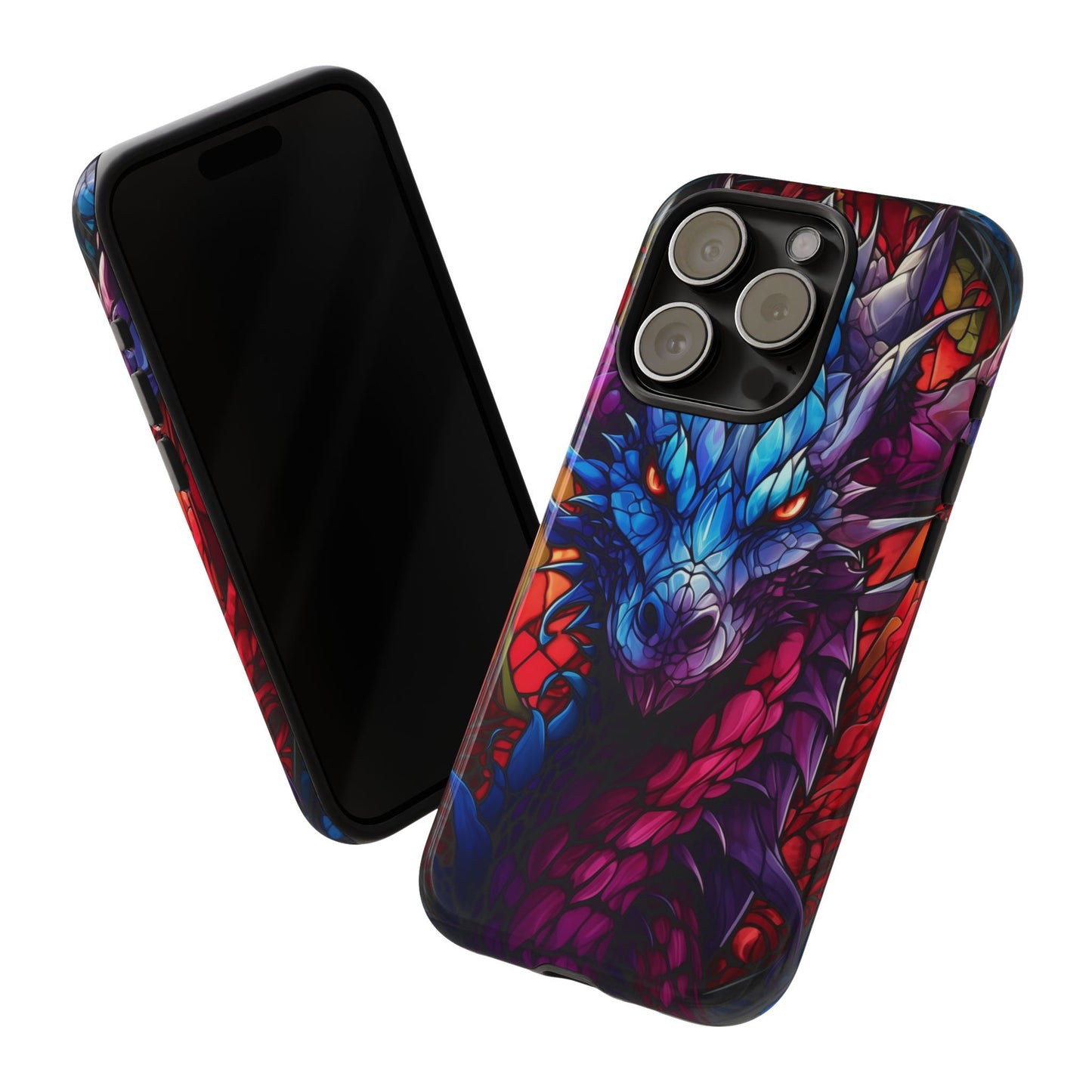 Colorful Blue Dragon Stained Glass Design Phone Case - Tough and Stylish Protection for Your Device, iPhone, Samsung, DND, Fantasy