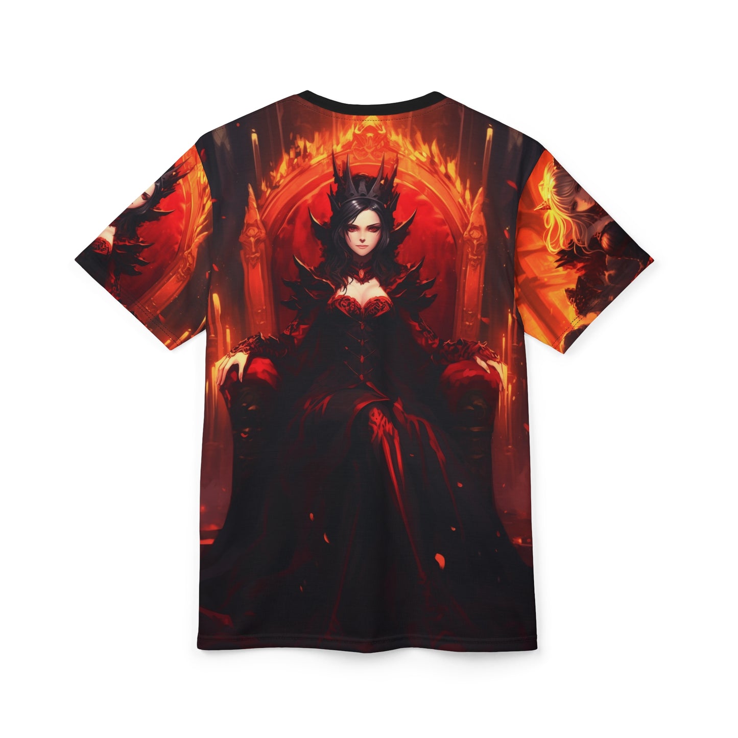 Shadow Queen Sisters Thrones Fantasy Themed Unisex AOP Tee – Dramatic Dark Art Design, Anime, Gothic, Halloween, Waifu, Geek, Nerd