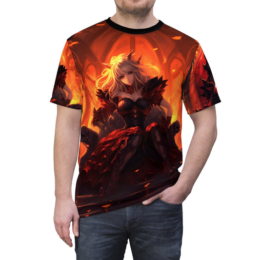Shadow Queen Sisters Thrones Fantasy Themed Unisex AOP Tee – Dramatic Dark Art Design, Anime, Gothic, Halloween, Waifu, Geek, Nerd