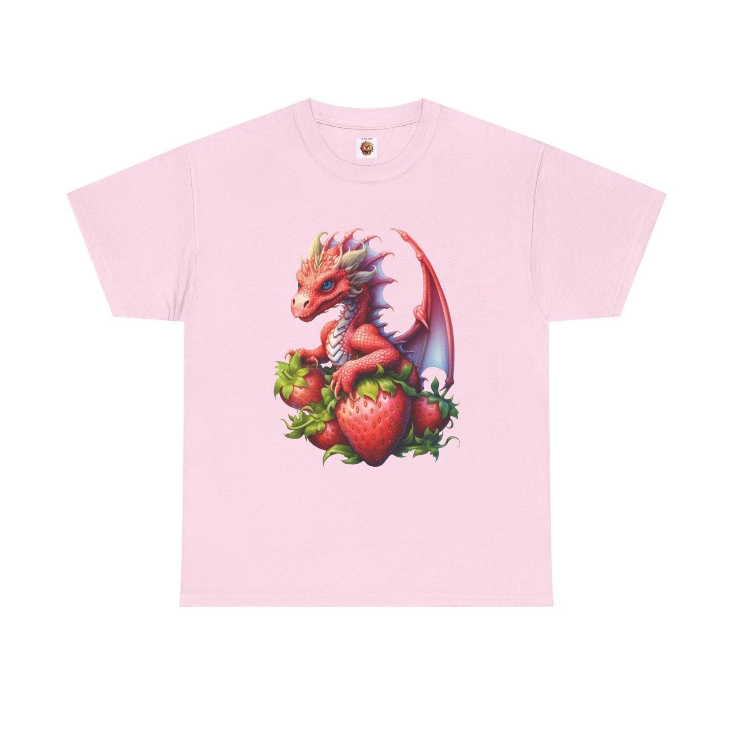 Vintage Strawberry Dragon Unisex Heavy Cotton Tee T-Shirt, Gift for Women, Birthday Shirt, Fantasy Apparel, Fruit Of The Spirit, RPG, Geek, Nerd