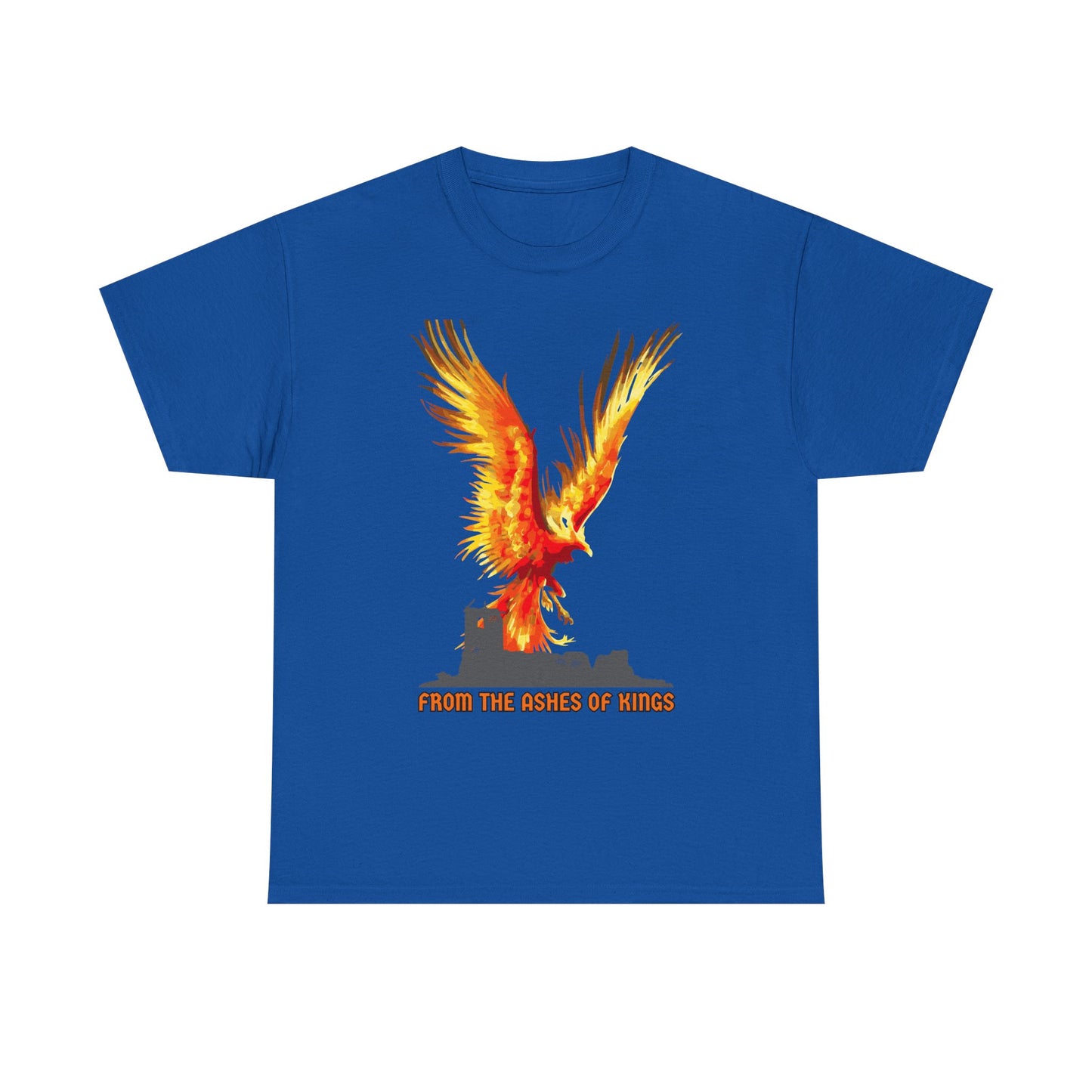 'From The Ashes Of Kings' Phoenix Rising Unisex Heavy Cotton Tee, Firebird Shirt, Unique Graphic Tee, Casual Wear, Gift for Friends, Festival Apparel, DND, RPG, TTRPG, Geek, Nerd
