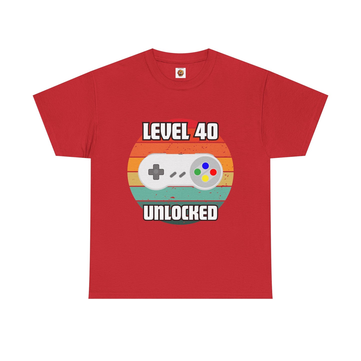 Gaming Level 40 Unlocked Tee - Unisex Heavy Cotton T-Shirt, Video Game, Gamer, Happy Birthday Shirt, Geek, Nerd, Retro