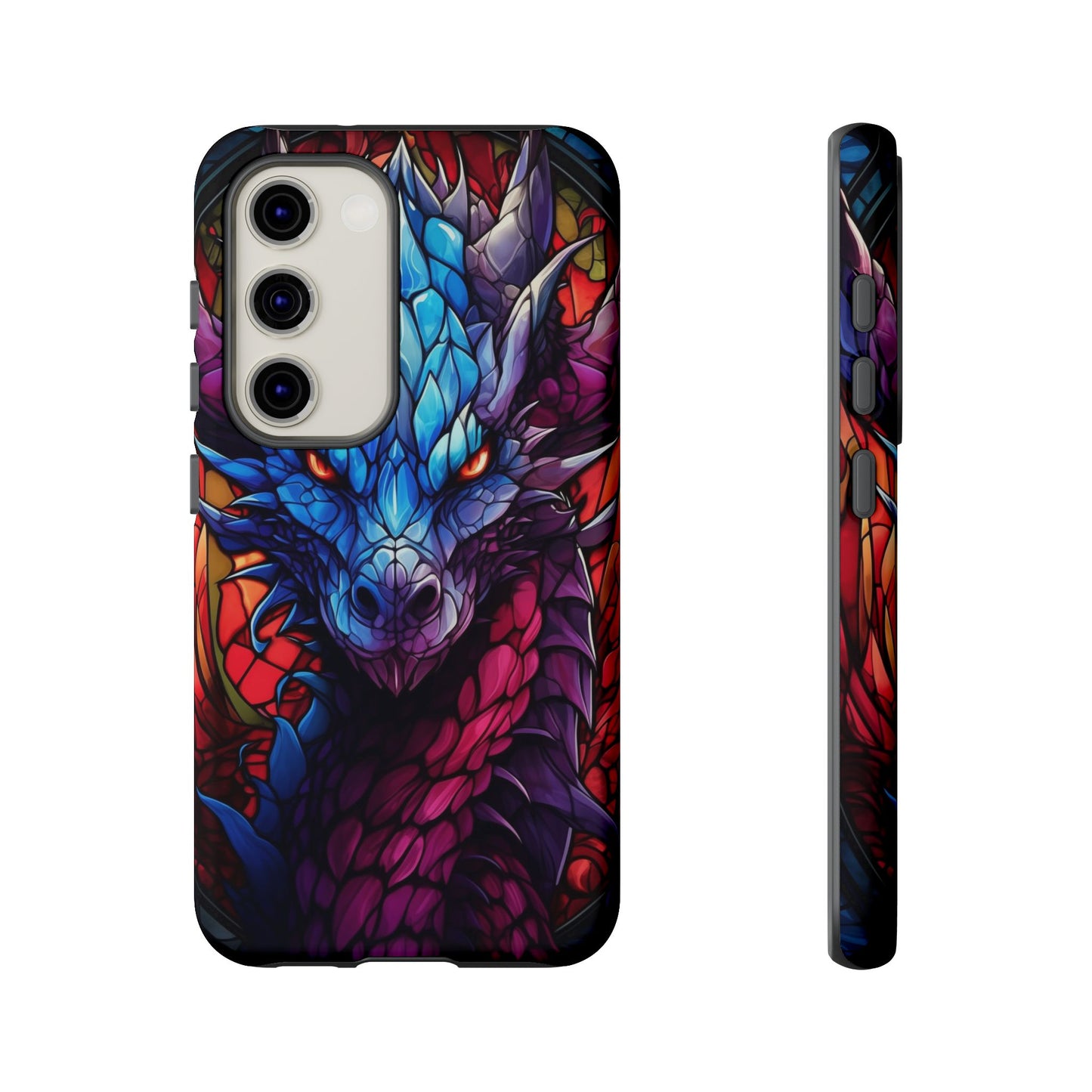 Colorful Blue Dragon Stained Glass Design Phone Case - Tough and Stylish Protection for Your Device, iPhone, Samsung, DND, Fantasy