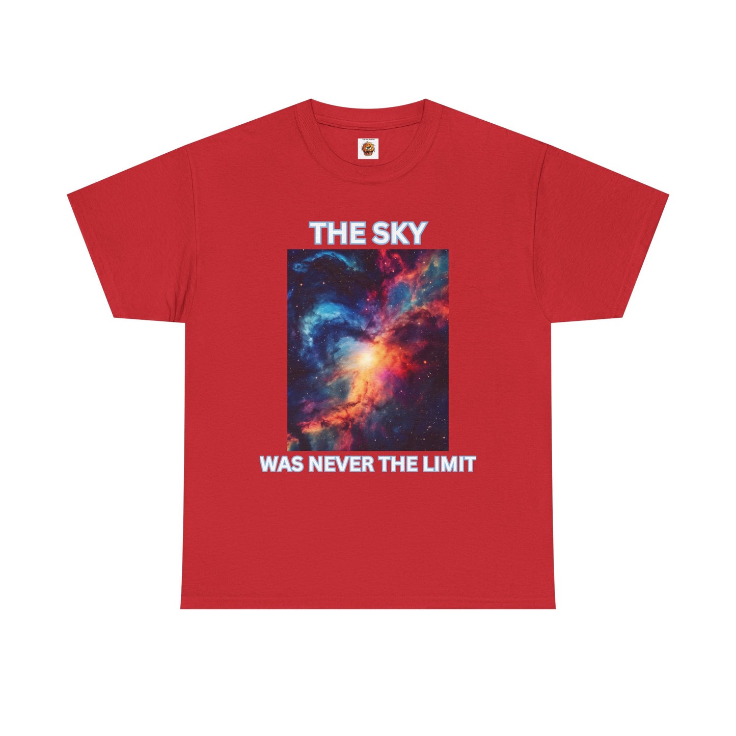 Unisex Heavy Cotton Tee Shirt - 'The Sky Was Never The Limit' Inspirational Galaxy Print, Geek, Nerd, Space