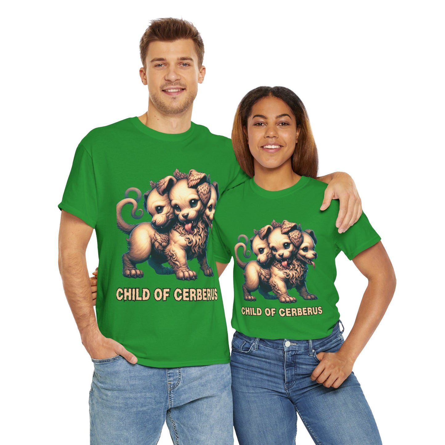 Child of Cerberus Three-Headed Puppy Unisex Tee | Kawaii Cute Animal Shirt, Gift for Dog Lovers, Pet Owner Apparel, Fun Graphic Tee, Unique T-Shirt, Hell Hound, Mythology