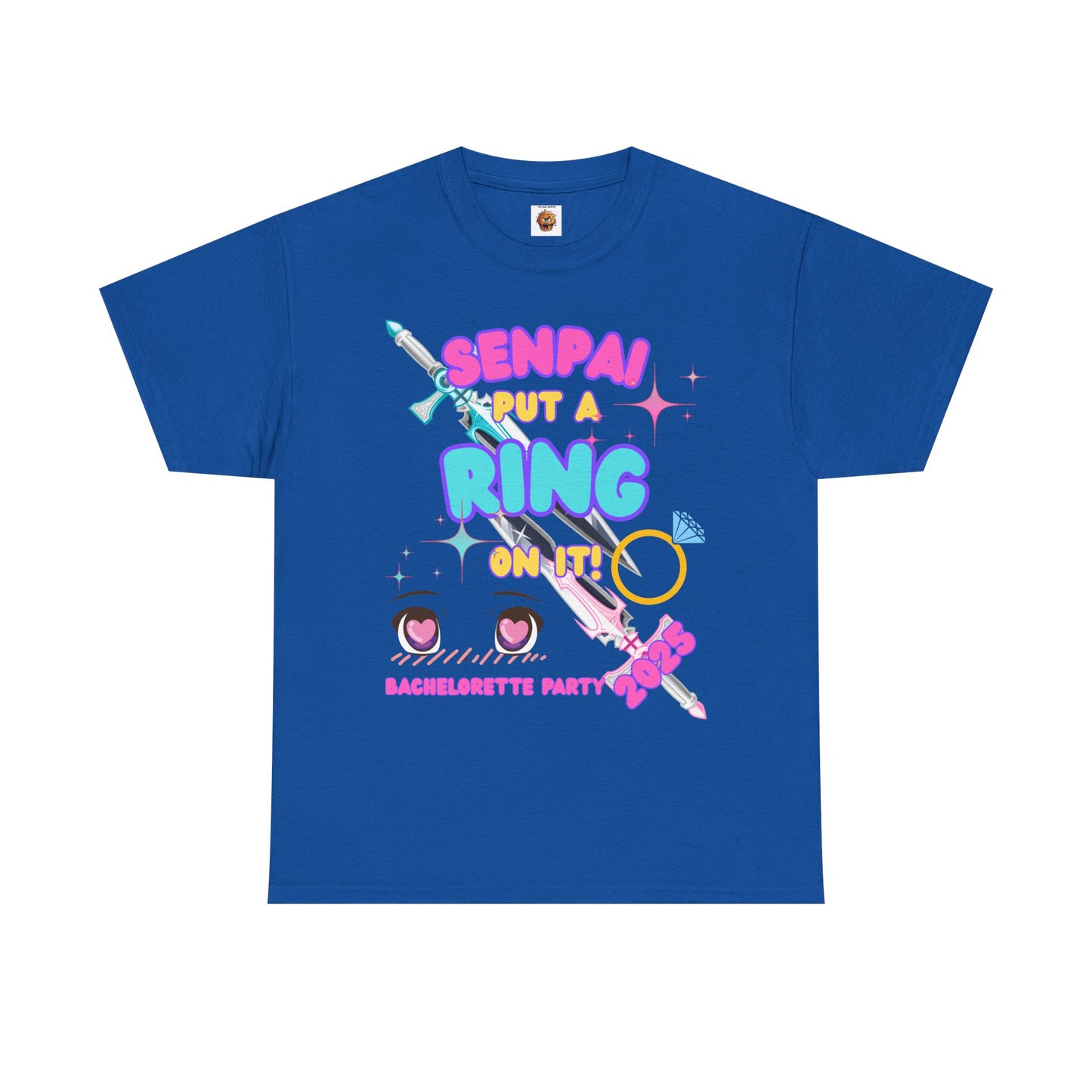 Kawaii Cute Funny Bachelorette Party Tee - "Senpai Put a Ring on It!" Unisex Heavy Cotton T-Shirt, Wedding, Engagement, Anime, Weeb, Otaku, Geek, Nerd