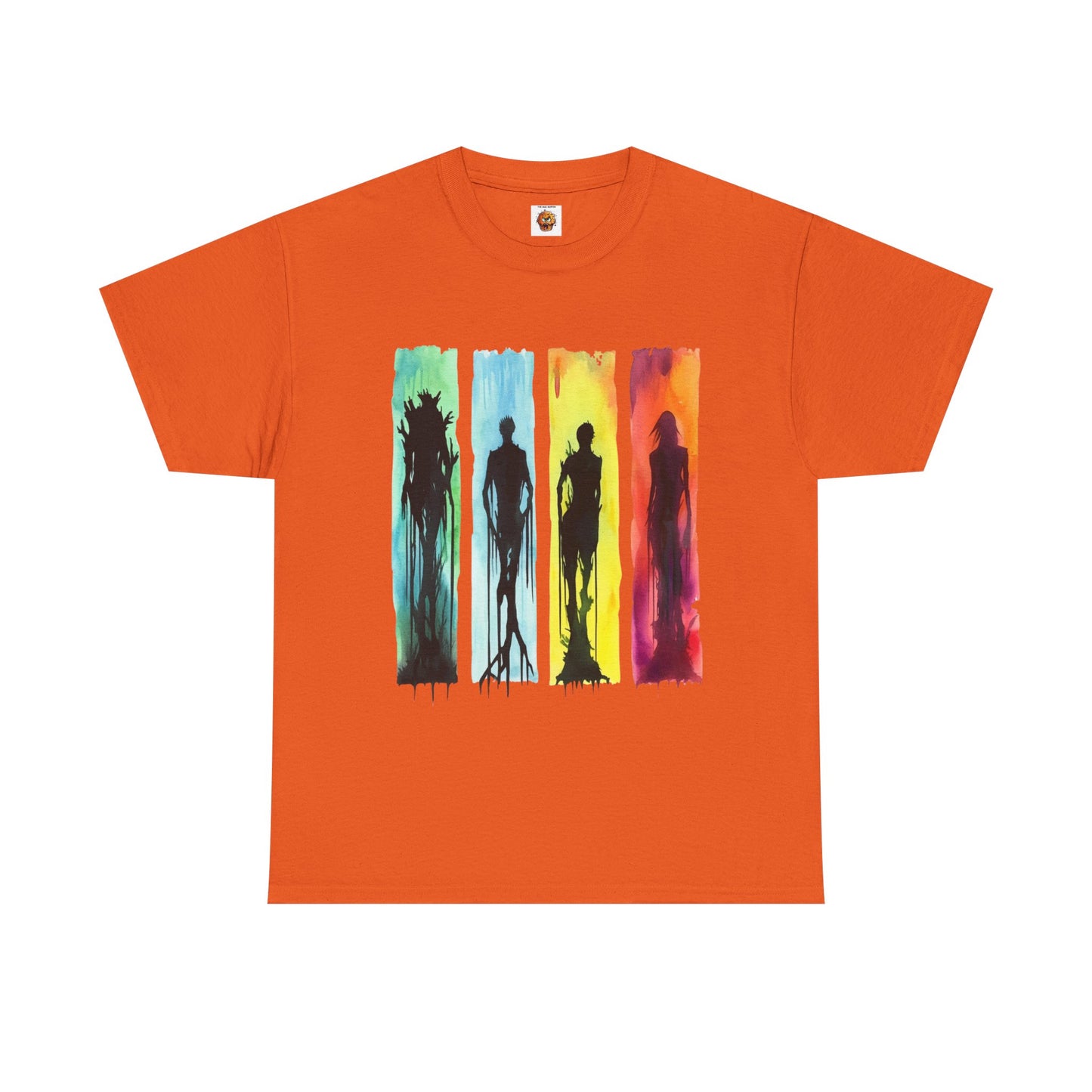 Watercolor Brushstroke Horror Monsters Unisex Heavy Cotton Tee Shirt - Zombie, Scary, Halloween, T-Shirt, Colorful, Geek, Nerd