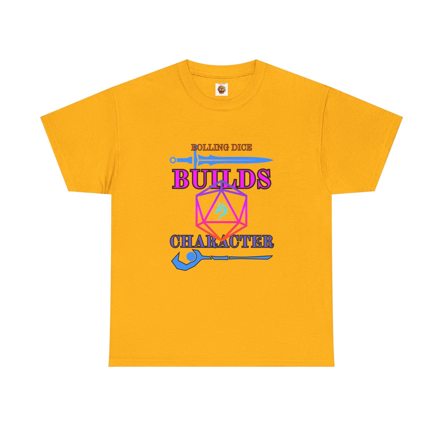 Unisex Heavy Cotton Tee - 'Rolling Dice Builds Character', Gamer Shirt, D&D Tee, Geeky Apparel, Role-Playing Gift, Fun RPG Top, D20, TTRPG, Geek, Nerd