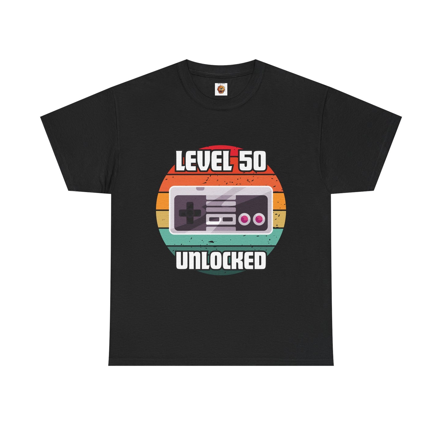 Gaming Level 50 Unlocked Tee - Unisex Heavy Cotton T-Shirt, Video Game, Gamer, Happy Birthday Shirt, Geek, Nerd, Retro