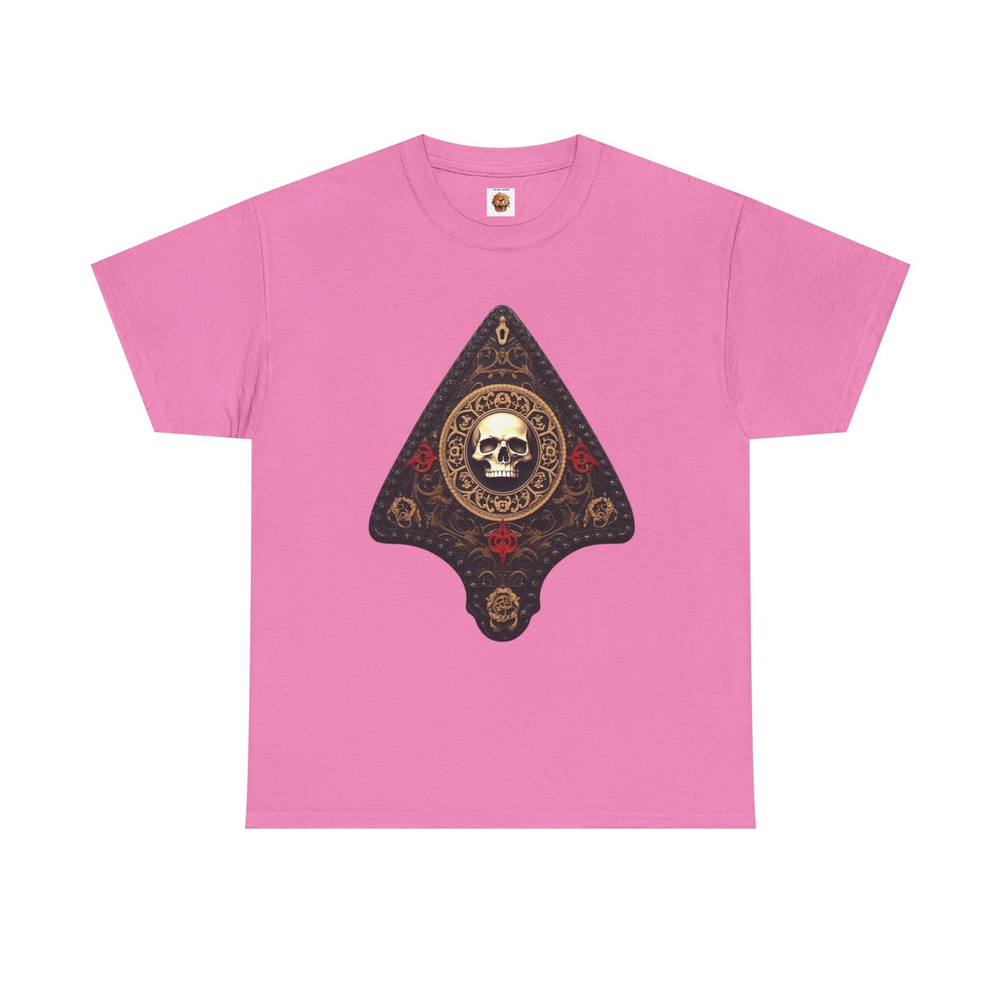 Skull Design Ouija Planchette Unisex Heavy Cotton Tee Shirt - Unique Graphic T-Shirt for Horror Fans, Scary, Gothic, Halloween, Geek, Nerd