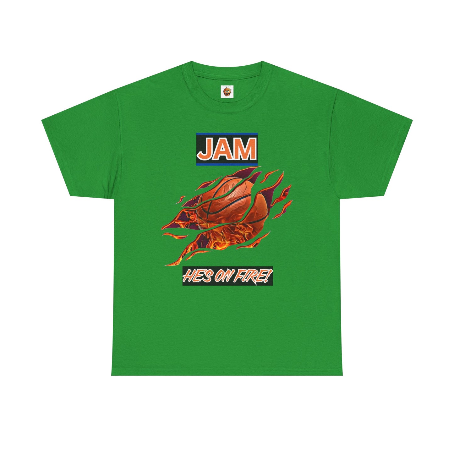 Jam 'He's On Fire' Retro Gaming Gamer Video Game Unisex Heavy Cotton Tee - Casual Wear, Sports T-Shirt, Gift for Basketball Fans, Summer Style, Hoops
