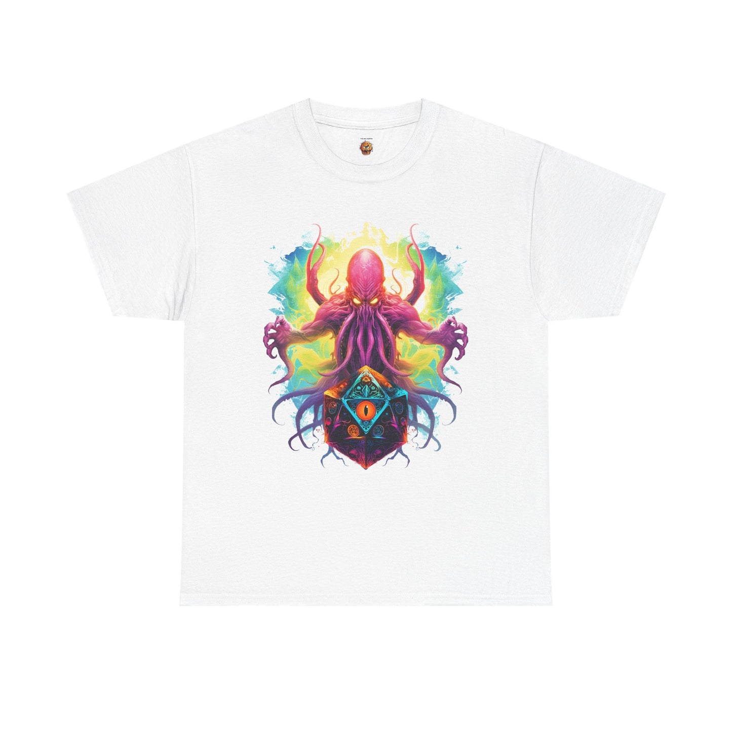 Cosmic Kraken Ancient God Cthulhu Unisex Heavy Cotton Tee Shirt T-Shirt - Vibrant Octopus Design, DND, RPG, TTRPG, Roleplaying, Scary, Horror, Geek, Nerd