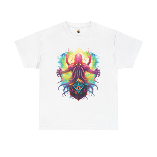 Cosmic Kraken Ancient God Cthulhu Unisex Heavy Cotton Tee Shirt T-Shirt - Vibrant Octopus Design, DND, RPG, TTRPG, Roleplaying, Scary, Horror, Geek, Nerd