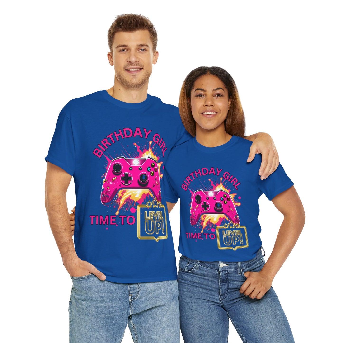 Happy Birthday Girl Gaming Tee Shirt T-Shirt - Time to Level Up, Gamer, Gaming, Video Games, Great For Gamer Girls, Women, Ladies, Geek, Nerd