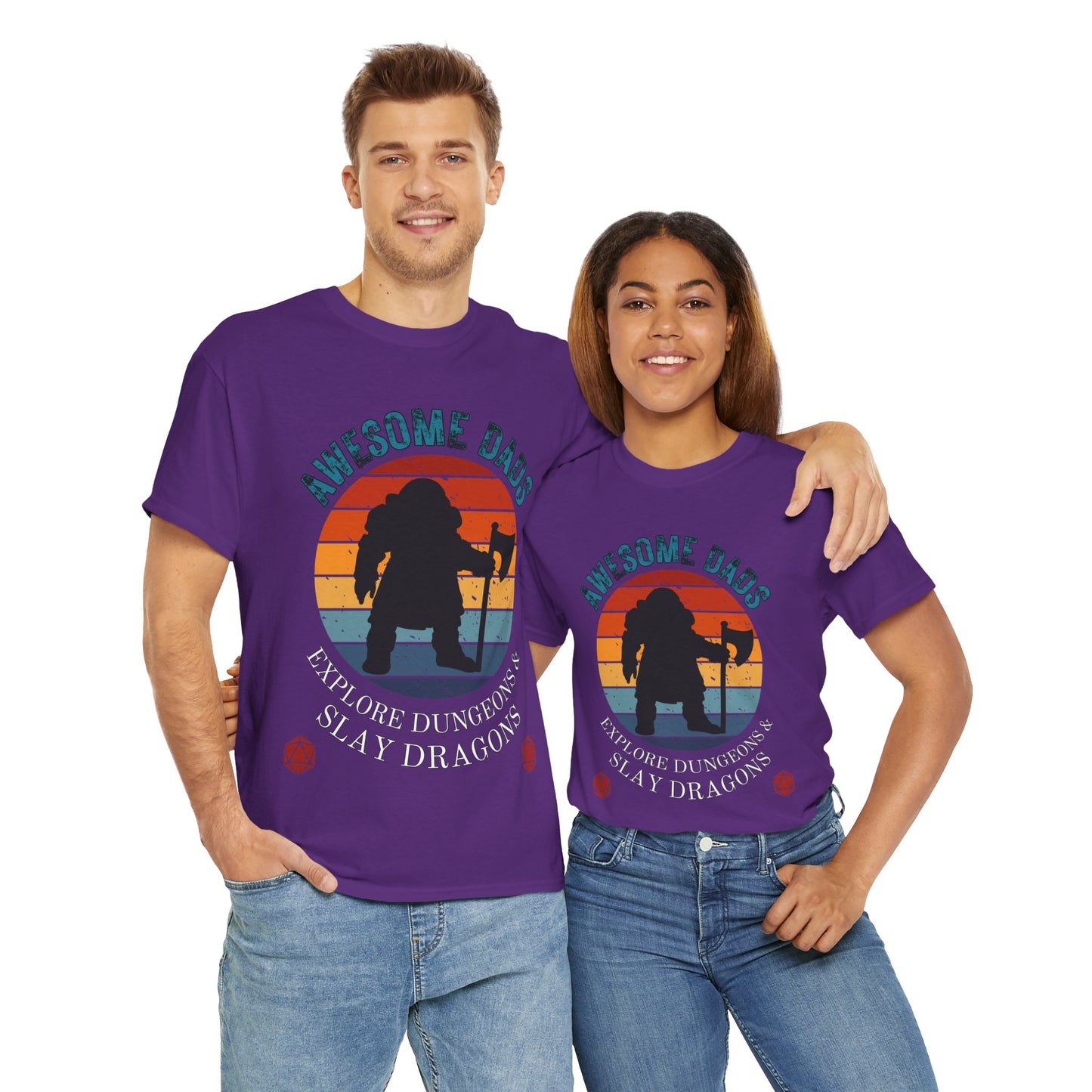 Awesome Dads Dungeons and Dragons DND Unisex Heavy Cotton Tee Shirt - Father's Day, Birthday, RPG, TTRPG, Roleplaying, Geek, Nerd