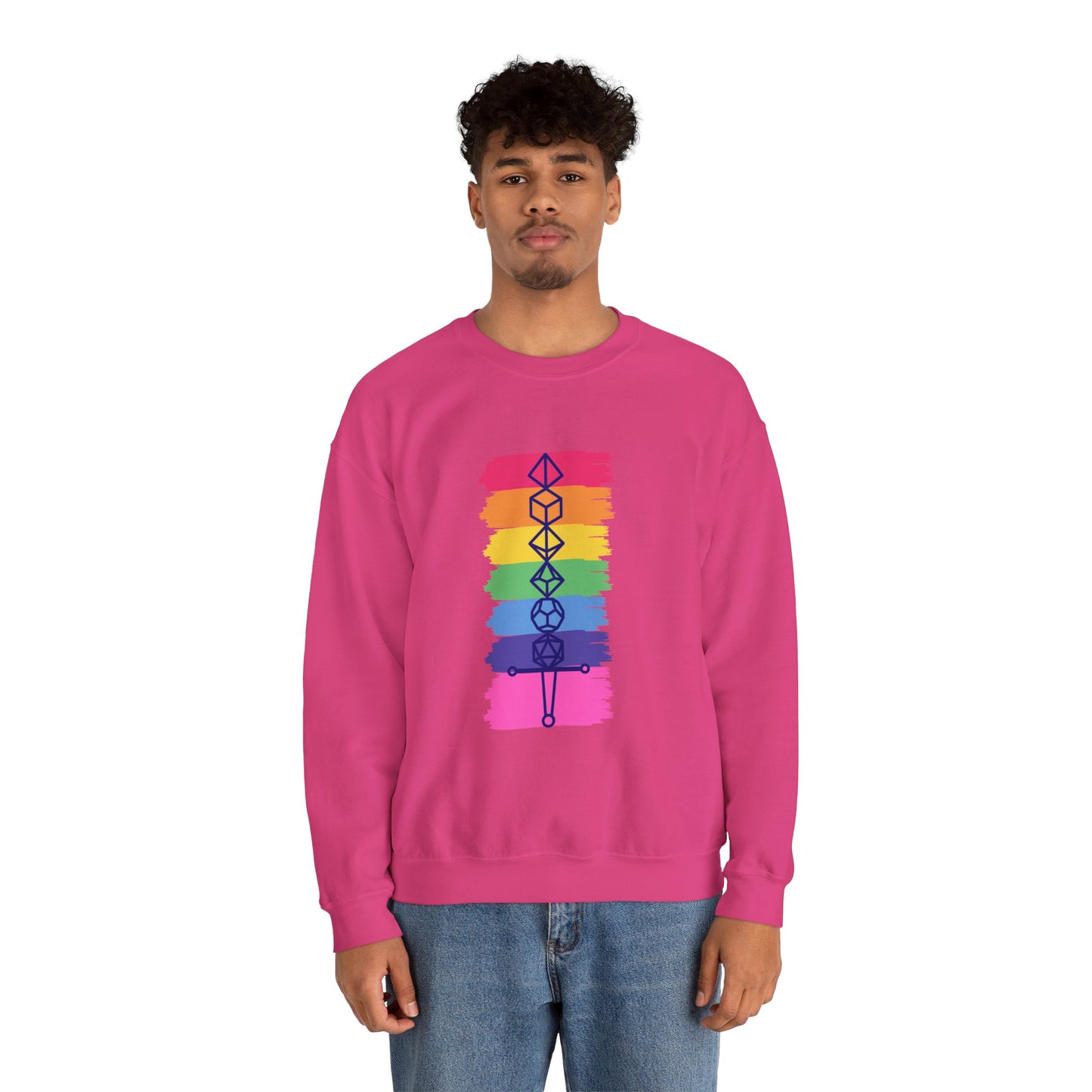 Safe Space Pride Month Rainbow Sword Dungeons and Dragons DND Unisex Heavy Blend Sweatshirt T-Shirt - RPG, TTRPG, Roleplaying, Geek, Nerd