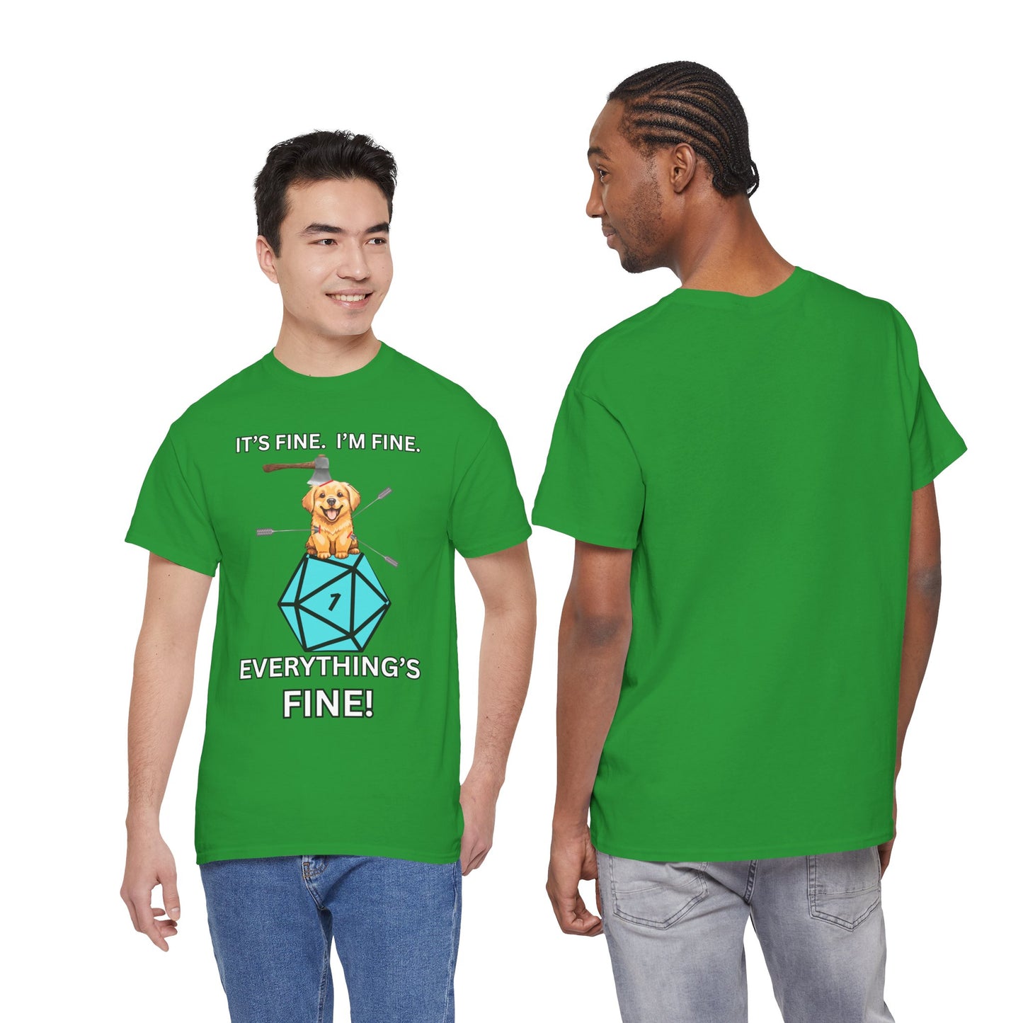It’s Fine, I’m Fine, Everything’s Fine | Funny D&D Dog Shirt for Tabletop Gamers