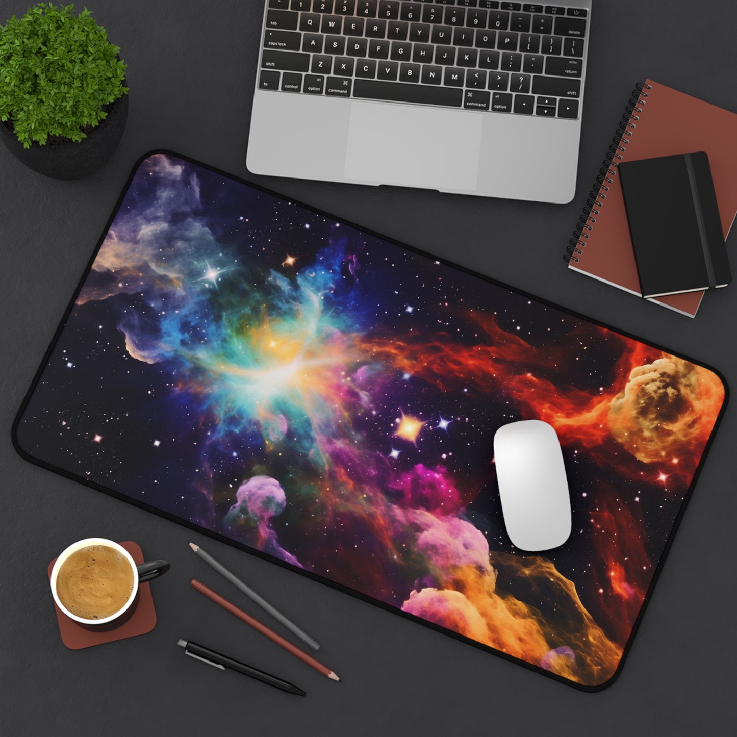 Cosmic Galaxy Desk Mat - Vibrant Space Themed Mouse Pad for Gamers and Astronomy Lovers, SciFi, Exploration, Final Frontier