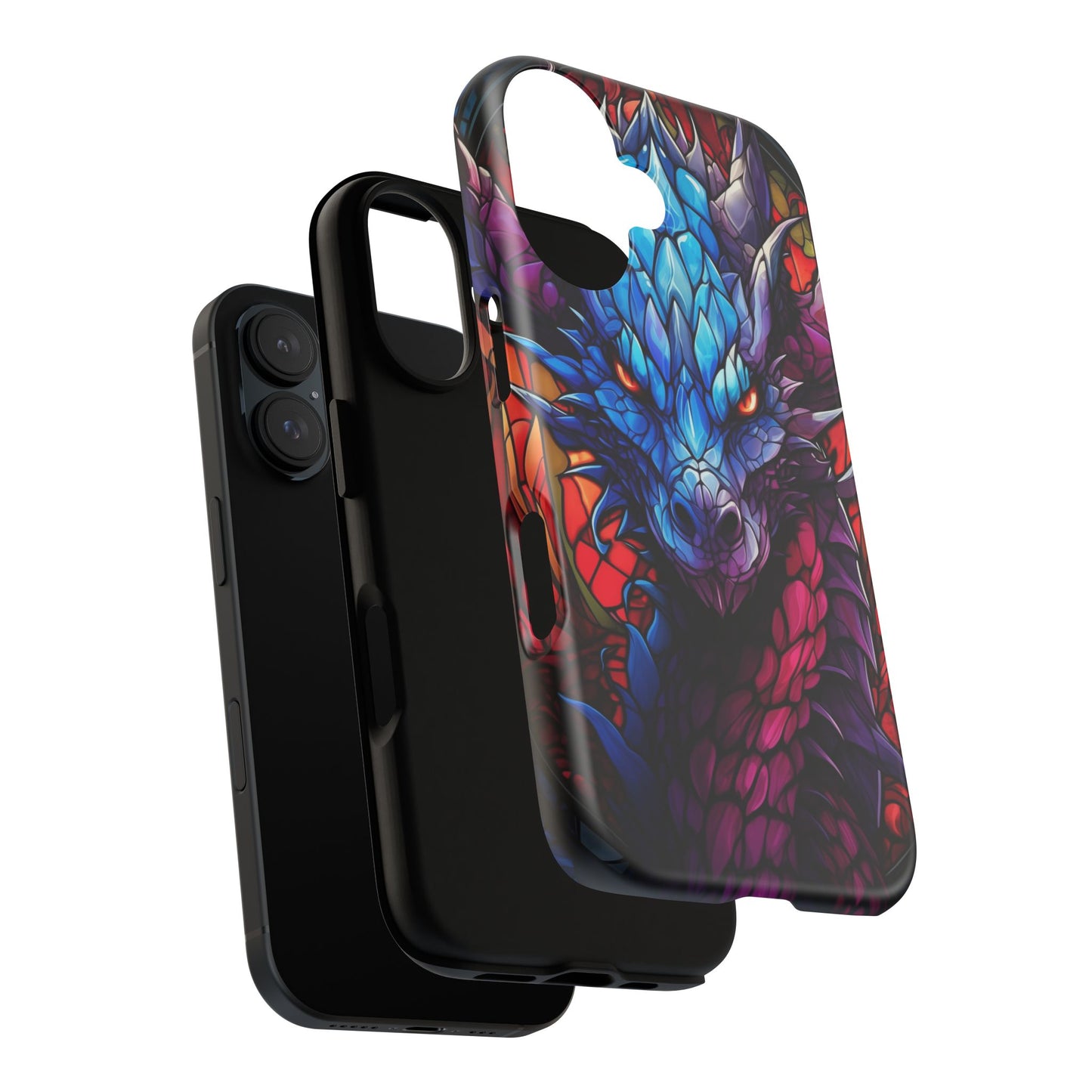 Colorful Blue Dragon Stained Glass Design Phone Case - Tough and Stylish Protection for Your Device, iPhone, Samsung, DND, Fantasy