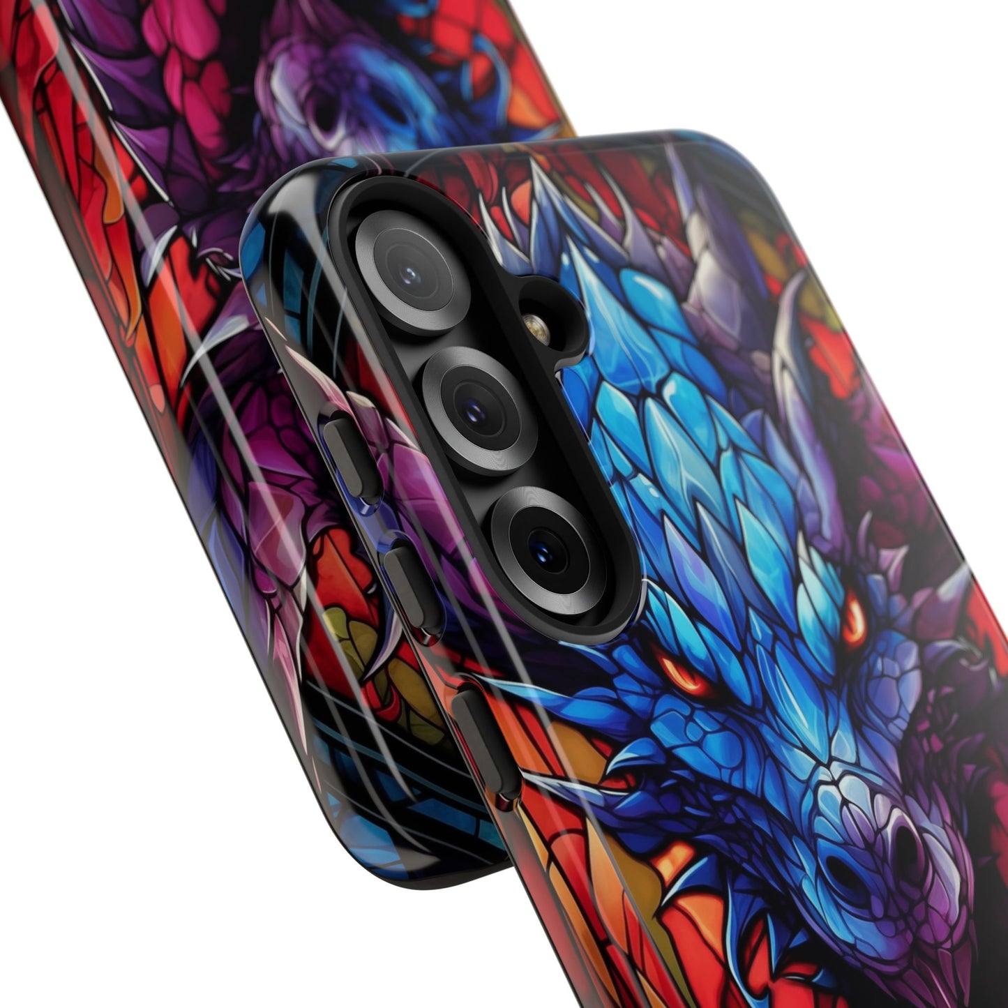 Colorful Blue Dragon Stained Glass Design Phone Case - Tough and Stylish Protection for Your Device, iPhone, Samsung, DND, Fantasy