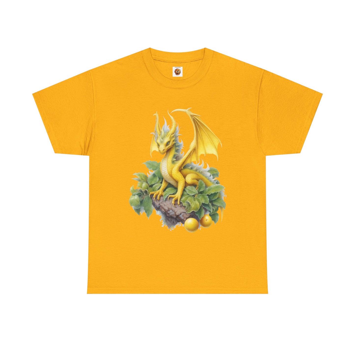 Vintage Lemon Dragon T-Shirt, Unisex Heavy Cotton Tee, Fantasy Apparel, Gift for Nerds, Dragon Lovers, Casual Wear, Fruit Of The Spirit, RPG, Geek, Nerd