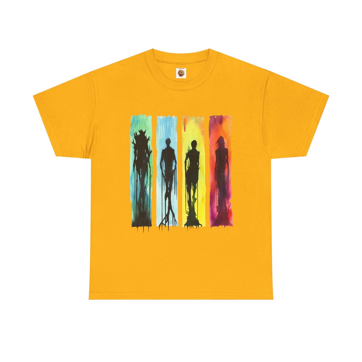 Watercolor Brushstroke Horror Monsters Unisex Heavy Cotton Tee Shirt - Zombie, Scary, Halloween, T-Shirt, Colorful, Geek, Nerd