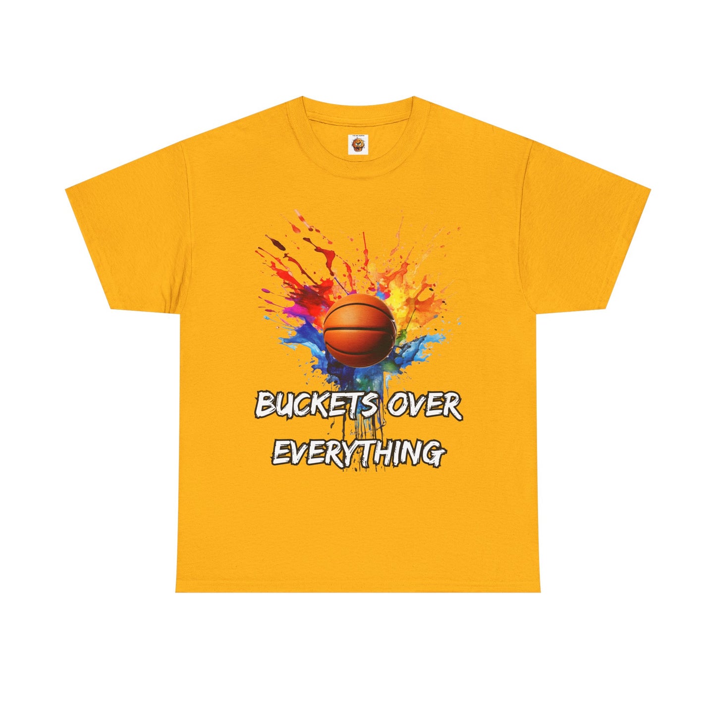 Colorful Basketball Tee - 'Buckets Over Everything' Unisex Heavy Cotton T-Shirt, Sports Enthusiast Gift, Game Day Apparel, Streetwear Style, Paint Splatter