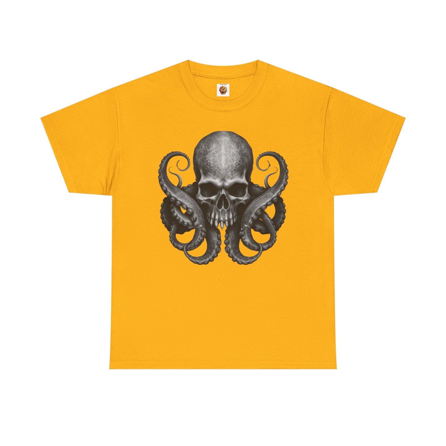 Skull & Octopus Graphic Tee | Edgy Unisex Heavy Cotton T-Shirt, Alternative Fashion, Halloween Gift, Casual Wear, Trendy Apparel, Kraken, Cthulhu, Monster