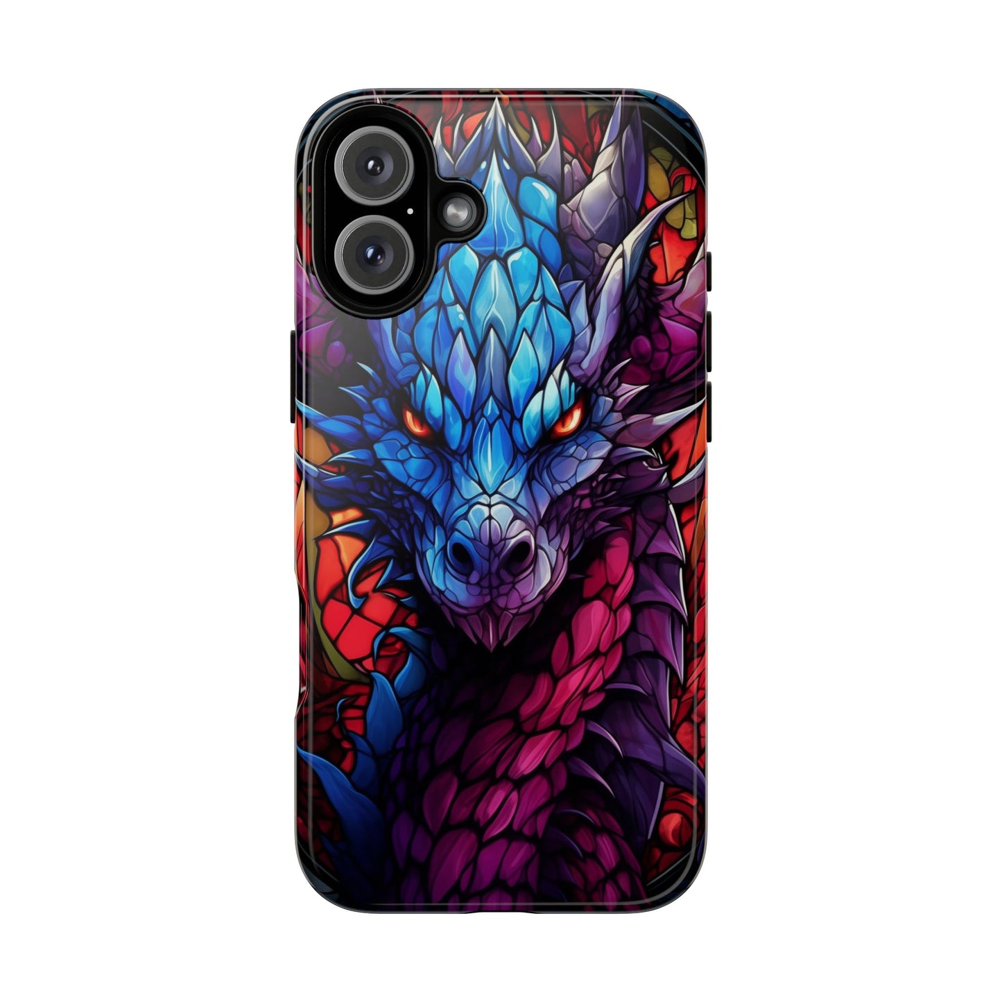 Colorful Blue Dragon Stained Glass Design Phone Case - Tough and Stylish Protection for Your Device, iPhone, Samsung, DND, Fantasy