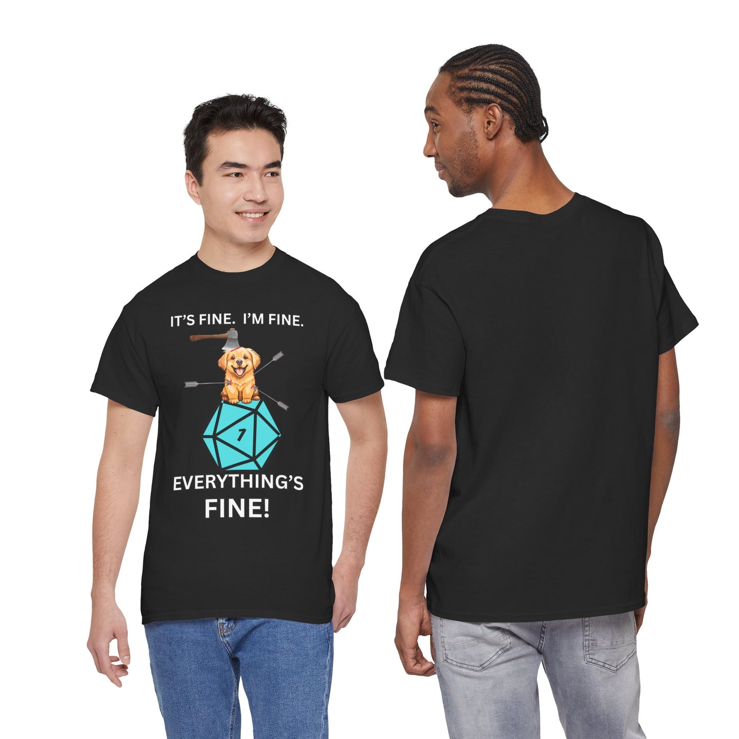 It’s Fine, I’m Fine, Everything’s Fine | Funny D&D Dog Shirt for Tabletop Gamers