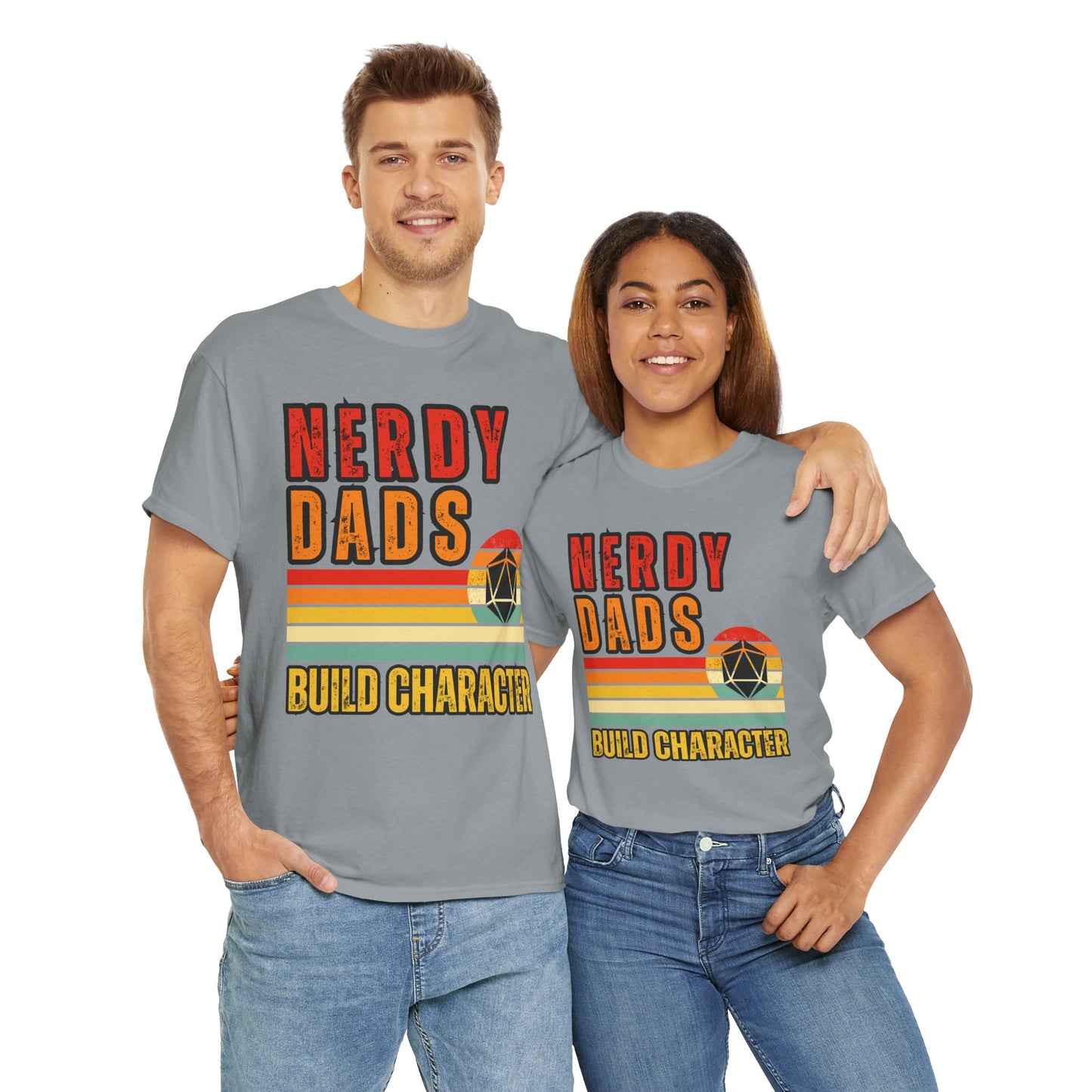 Funny 'Nerdy Dads Build Character' Tee - Perfect Gift for Father's Day, Casual Days, Parenting Humor, Unisex Cotton Shirt, Family Fun, Father, Dad, DND, RPG, TTRPG, Geek, Nerd
