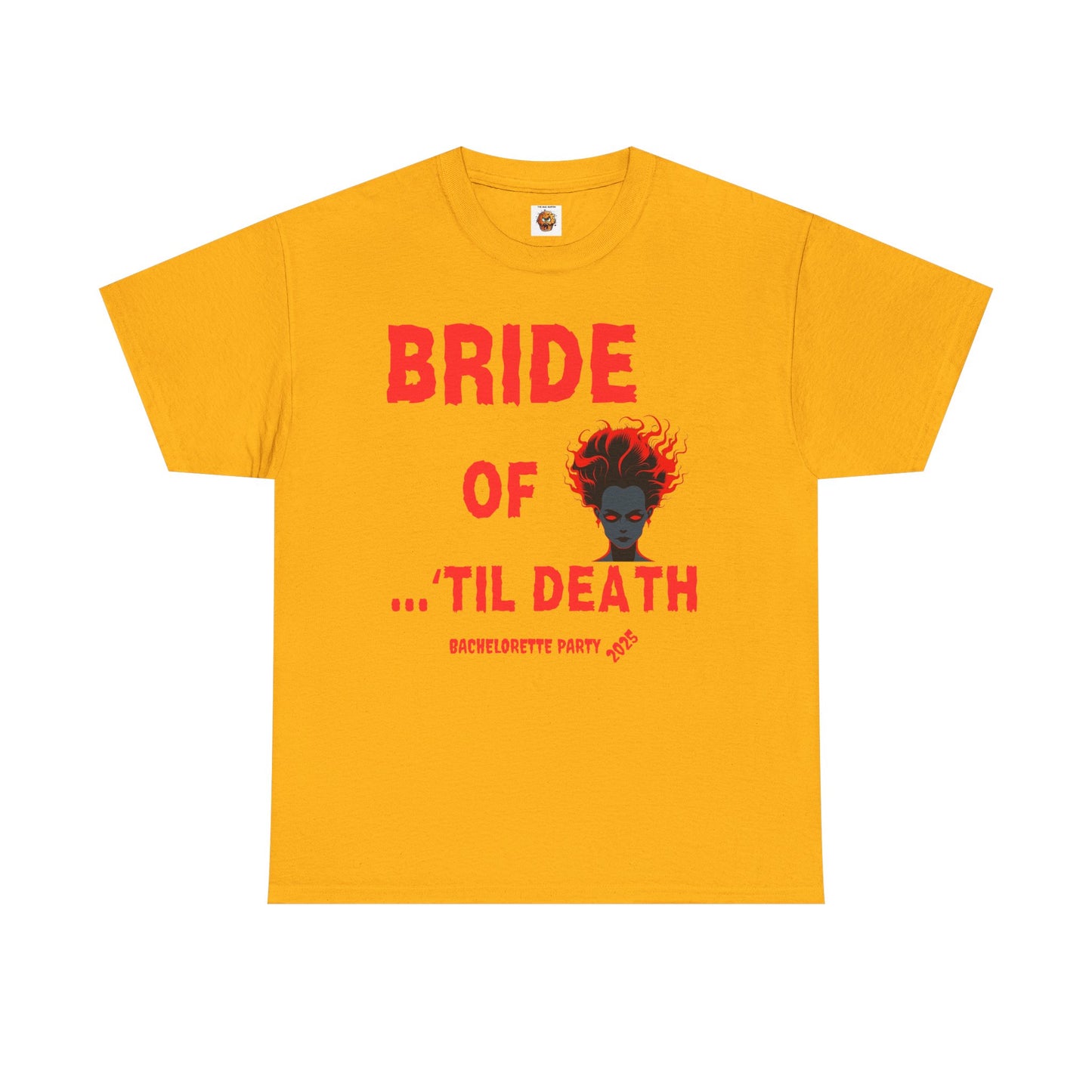 Bride of 'Til Death Bachelorette Party Tee 2025 | Unisex Heavy Cotton T-Shirt, Wedding, Engagement, Horror, Scary, Creepy, Halloween, Geek, Nerd