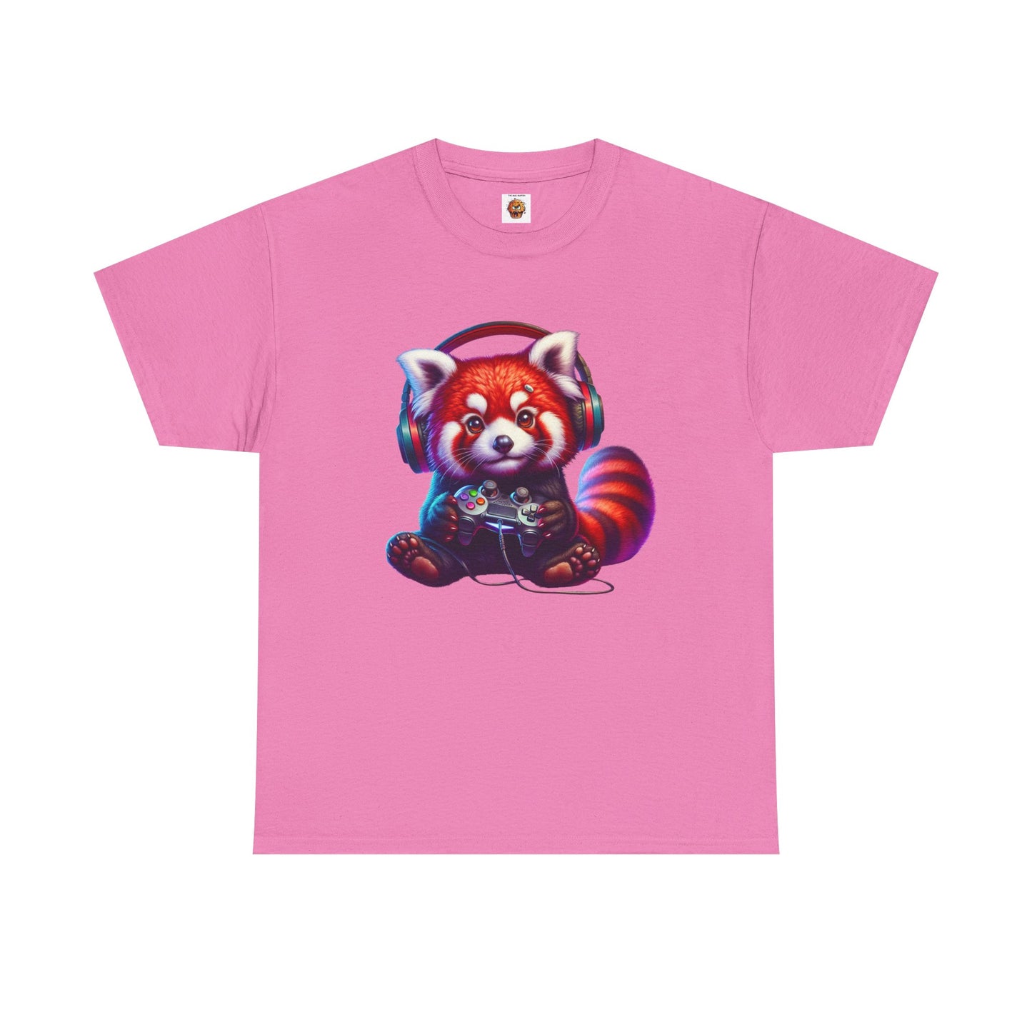 Cute Kawaii Gaming Red Panda Tee - Unisex Heavy Cotton Tee Shirt, Gamer, Anime, Headphones, Earphones, Geek, Nerd