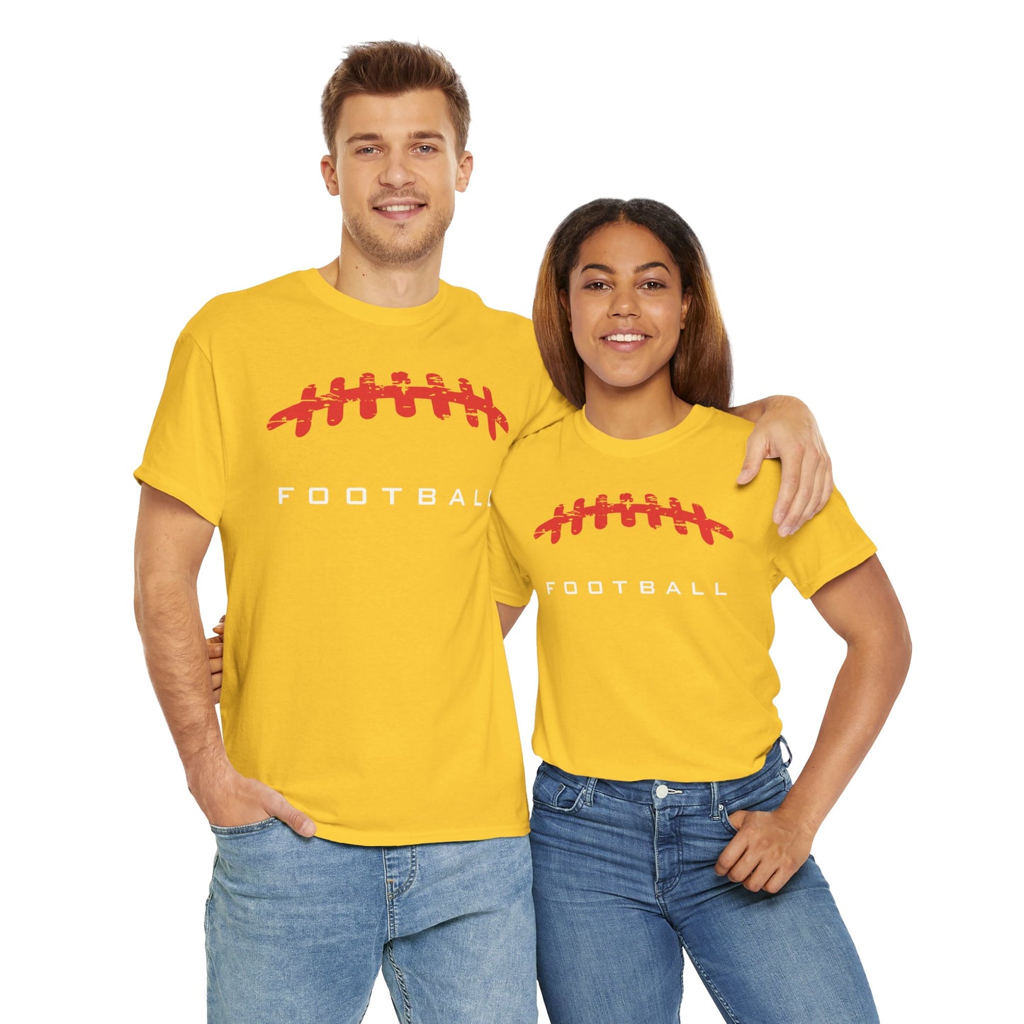 American Football Laces Unisex Heavy Cotton Tee, Perfect for Game Day, Sports Fans, Casual Wear, Gifts for Him, Birthdays, Tailgating