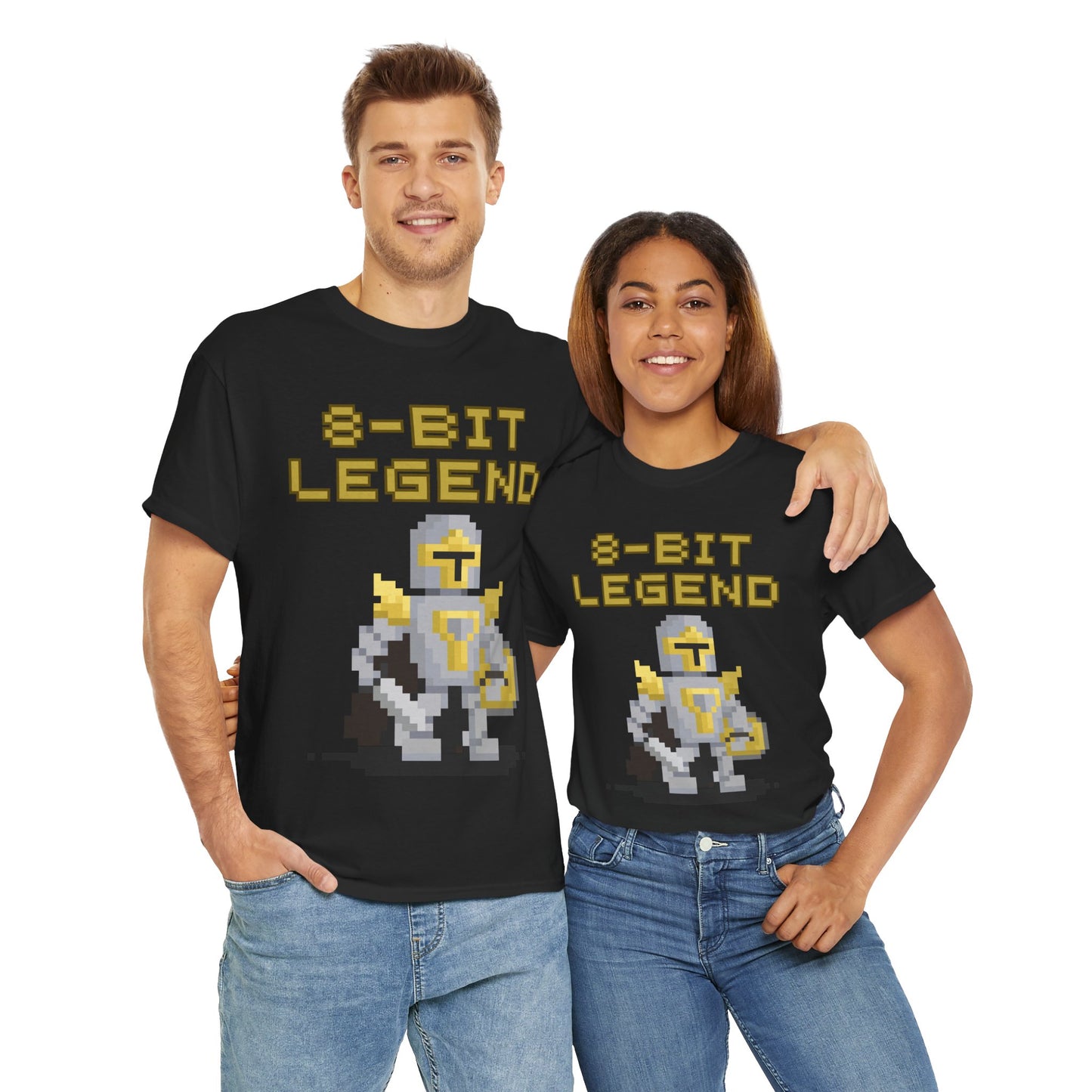 8-Bit Legend Unisex Heavy Cotton Tee Shirt - Retro Gamer T-Shirt, Knight And Sword, Gaming, Nerd, Geek
