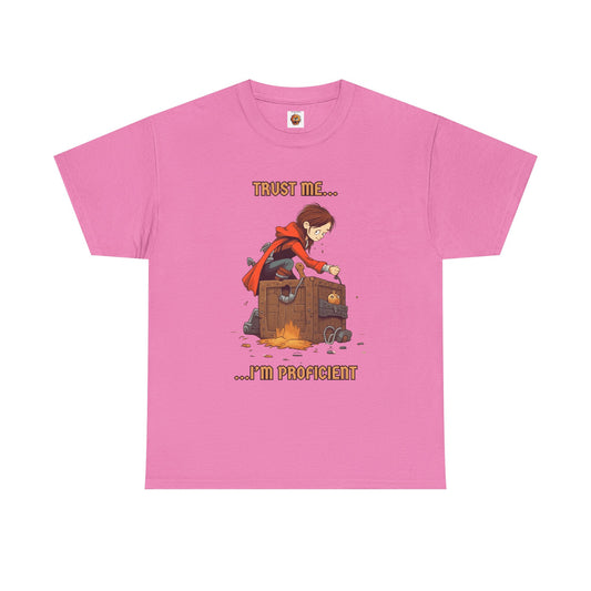 'Trust Me, I'm Proficient' Dungeons and Dragons DND Unisex Heavy Cotton Tee Shirt T-Shirt, RPG, TTRPG, Roleplaying, Geek, Nerd, Rogue, Thief
